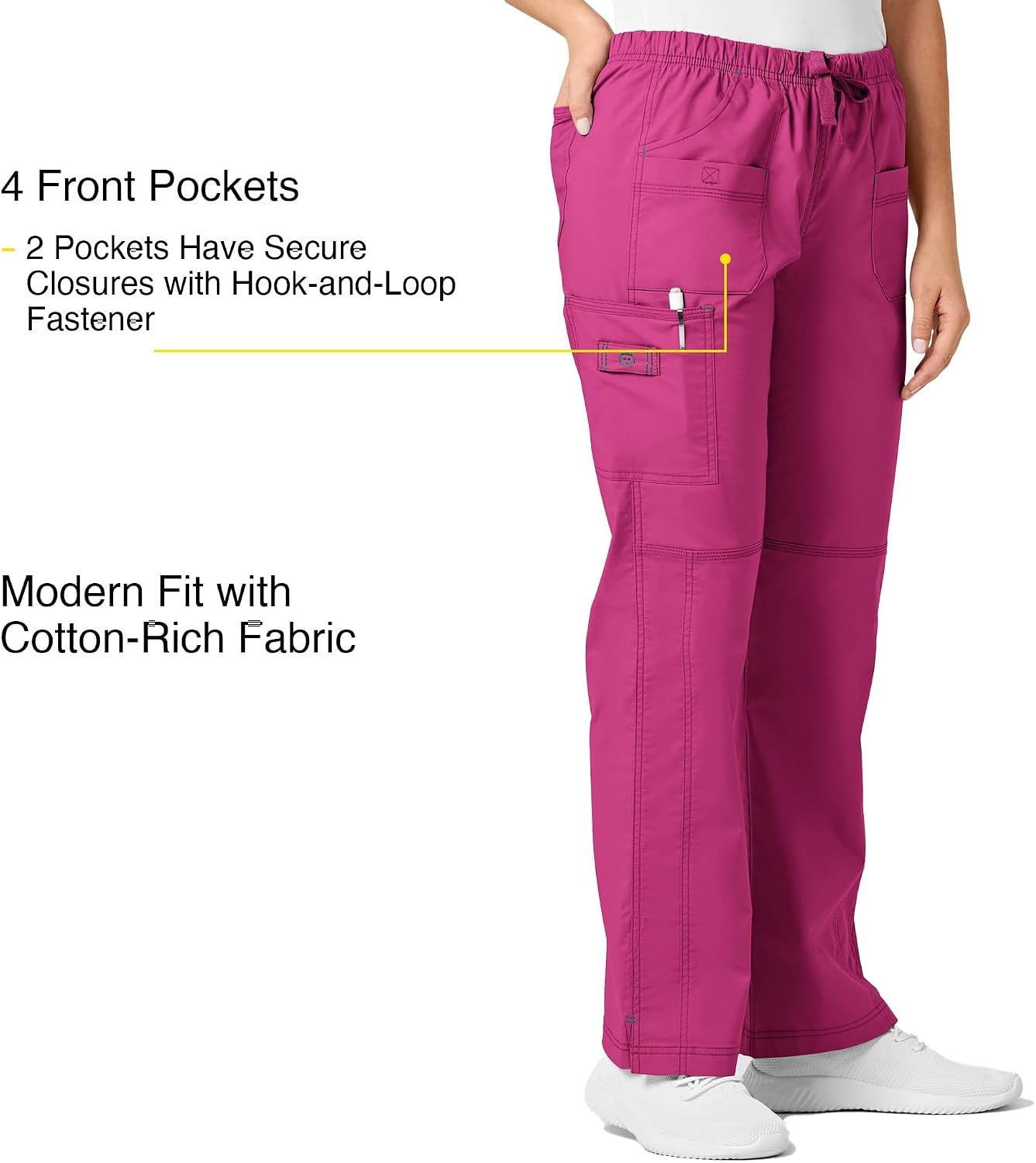 Wink WonderFLEX Patience – Women’s Curved Notch Neck Scrub Top(Hot Pink)