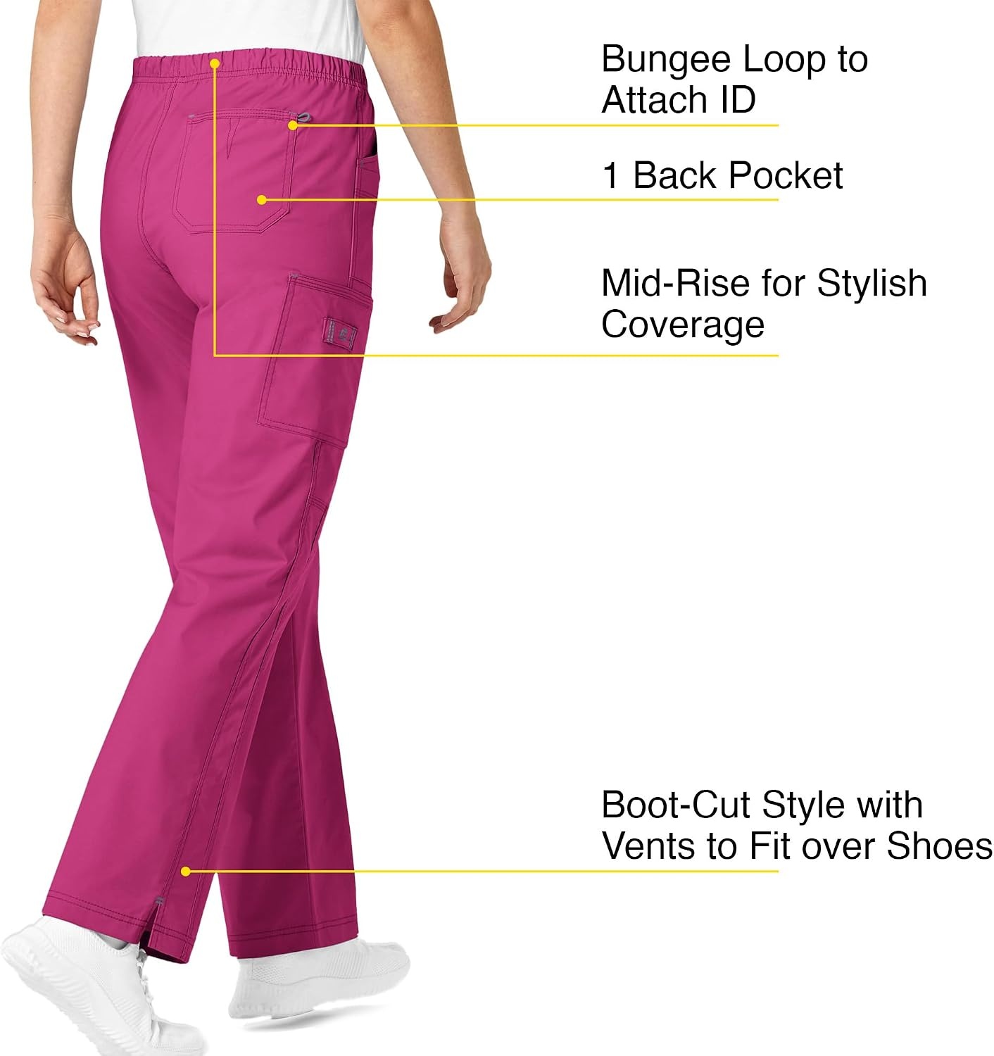 Wink WonderFLEX Patience – Women’s Curved Notch Neck Scrub Top(Hot Pink)