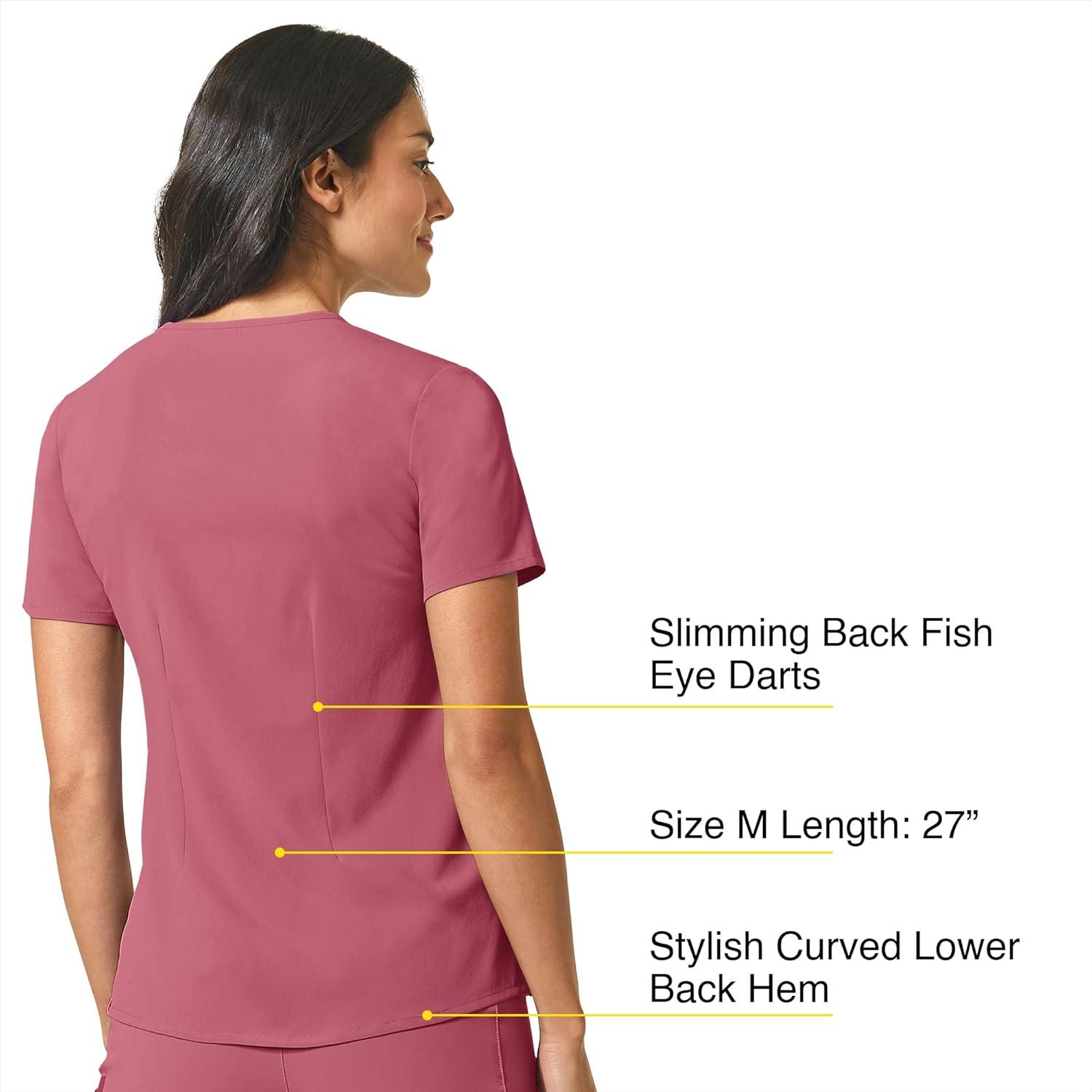 WonderWink Womens Mandarin Collar Tuck-in Top(Rosebud)