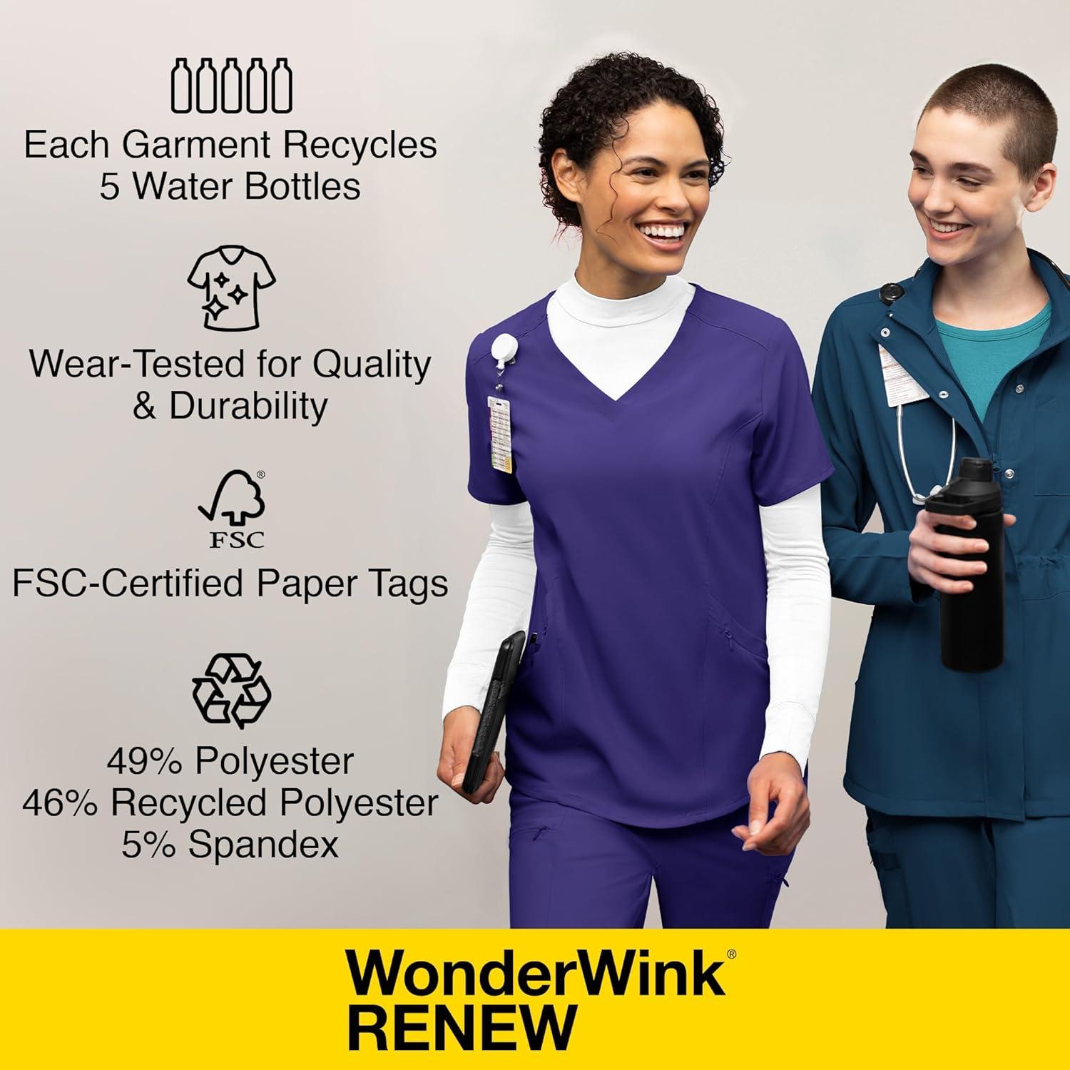 WonderWink Womens Mandarin Collar Tuck-in Top(Rosebud)