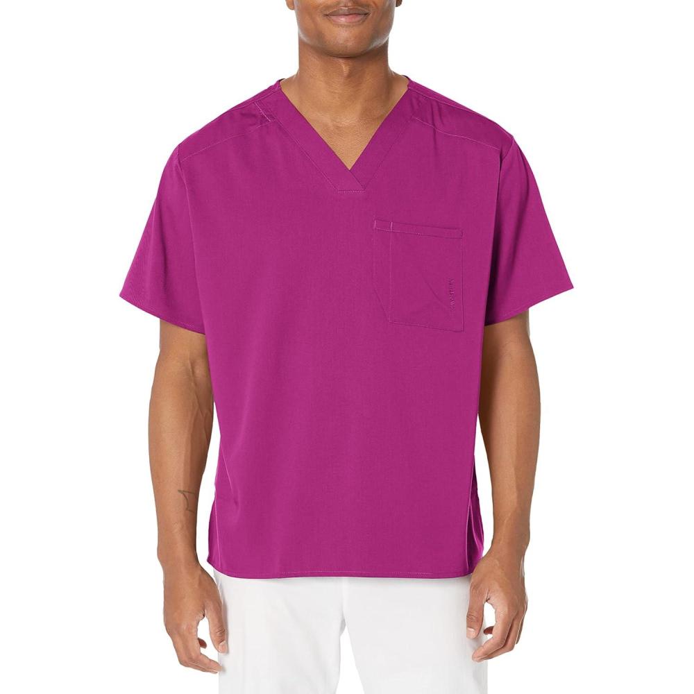 WonderWink Mens Men’s V-Neck Scrub Top(Wine)