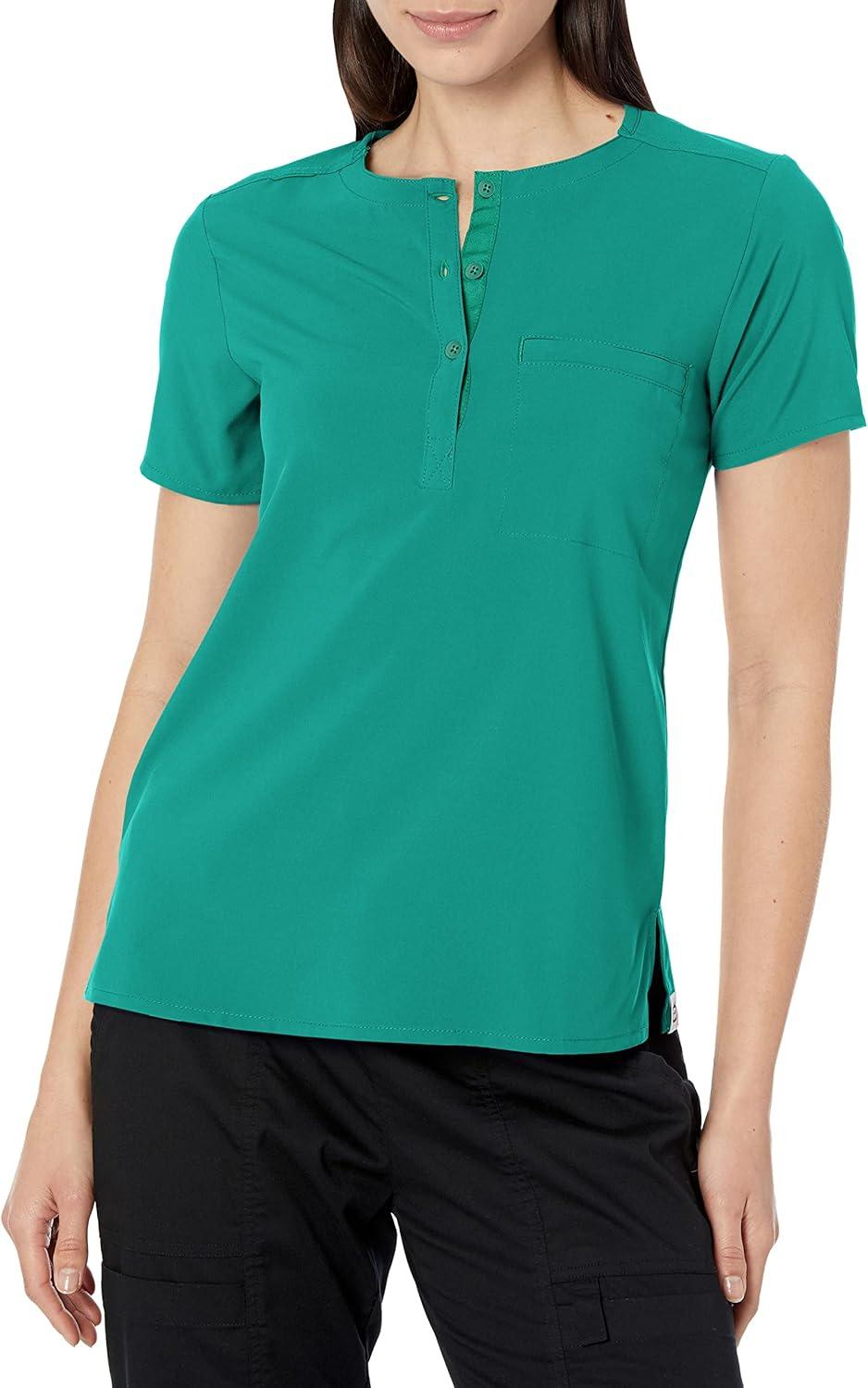WonderWink Womens Mandarin Collar Tuck-in Top(Hunter)