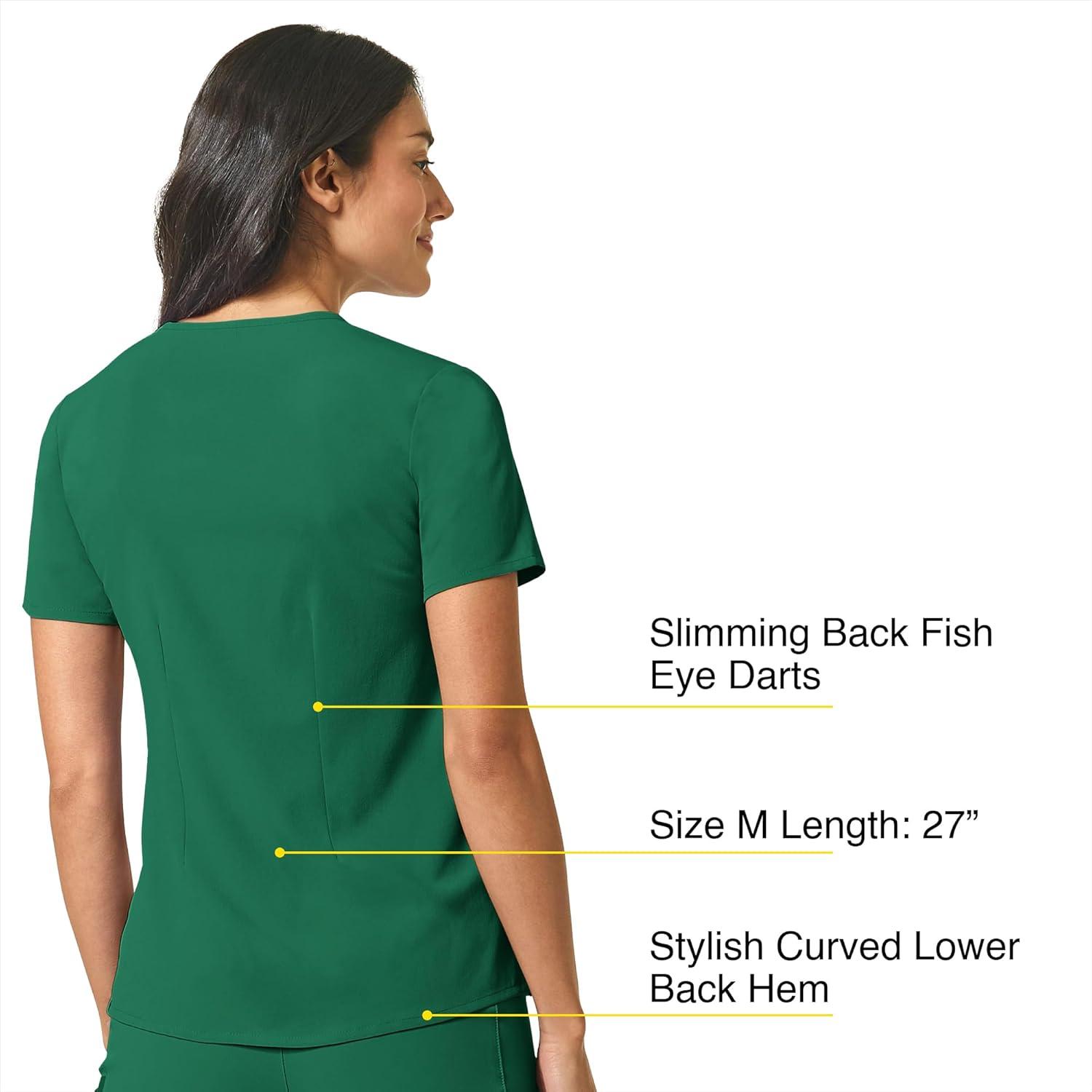 WonderWink Womens Mandarin Collar Tuck-in Top(Hunter)