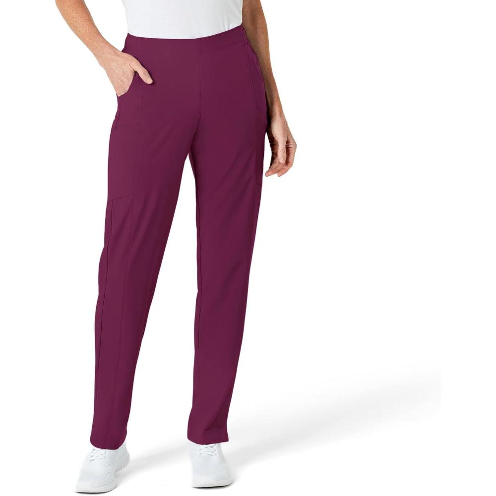 WonderWink womens Women’s Flat Front Cargo Scrub Pant(Wine)