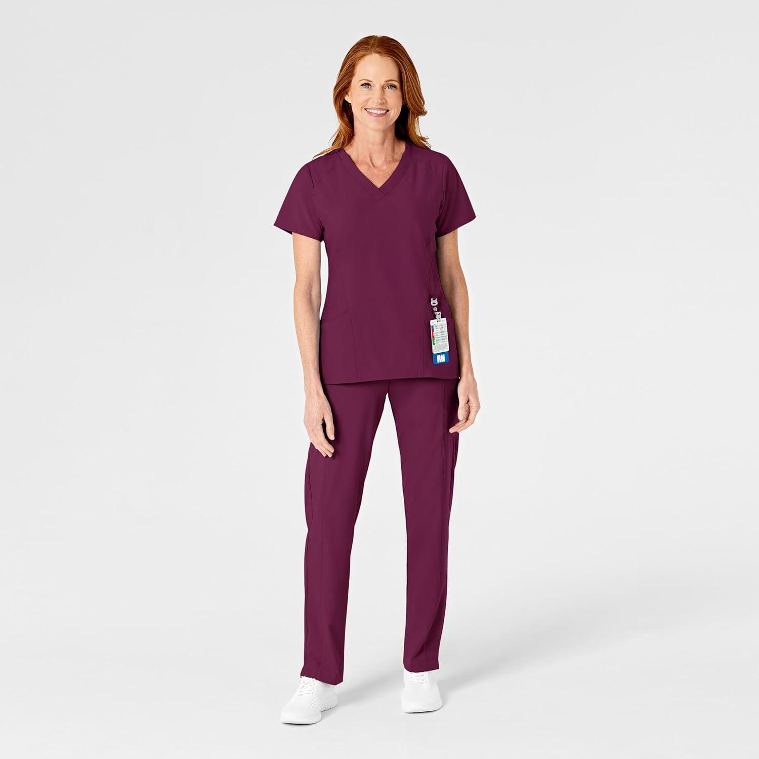 WonderWink womens Women’s Flat Front Cargo Scrub Pant(Wine)