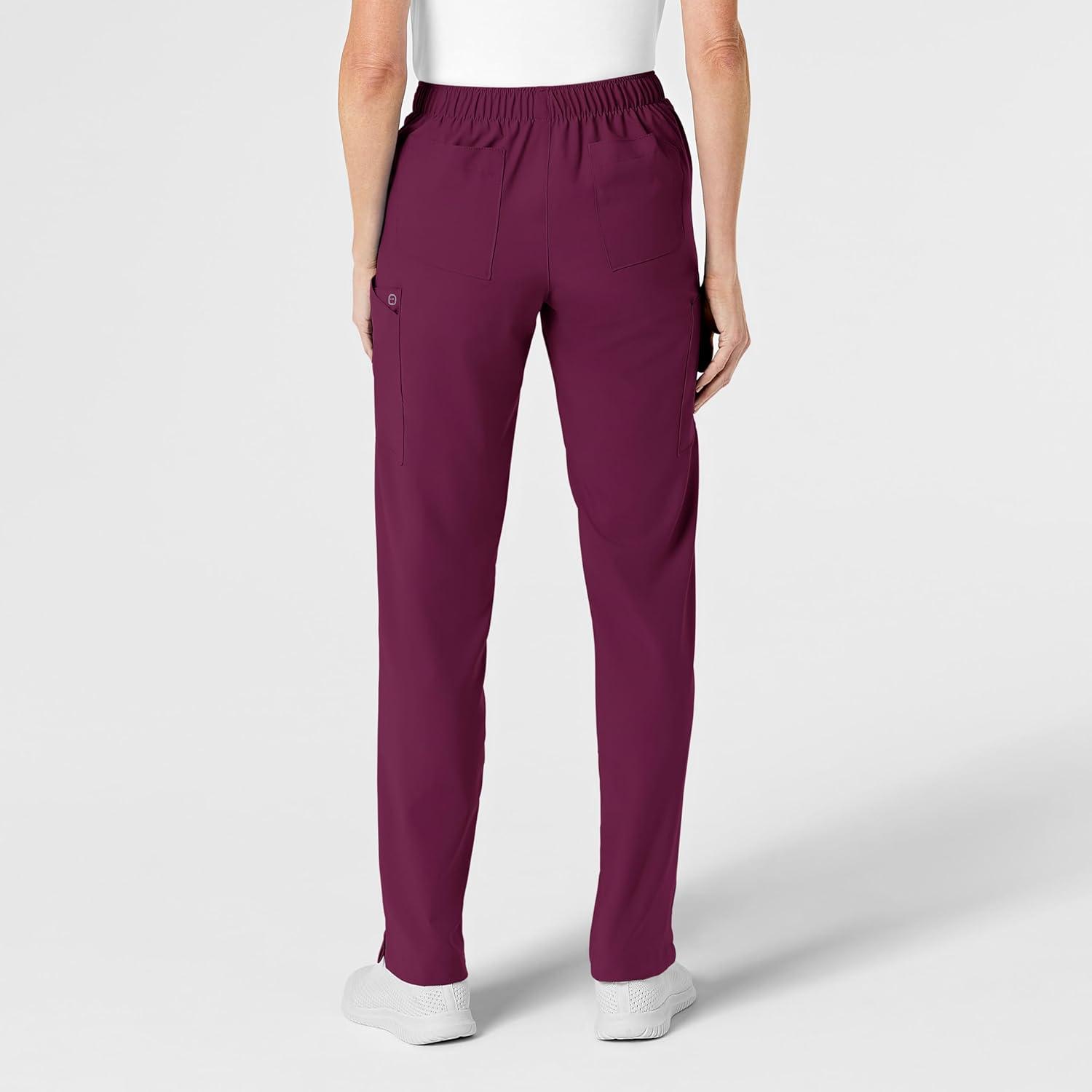 WonderWink womens Women’s Flat Front Cargo Scrub Pant(Wine)