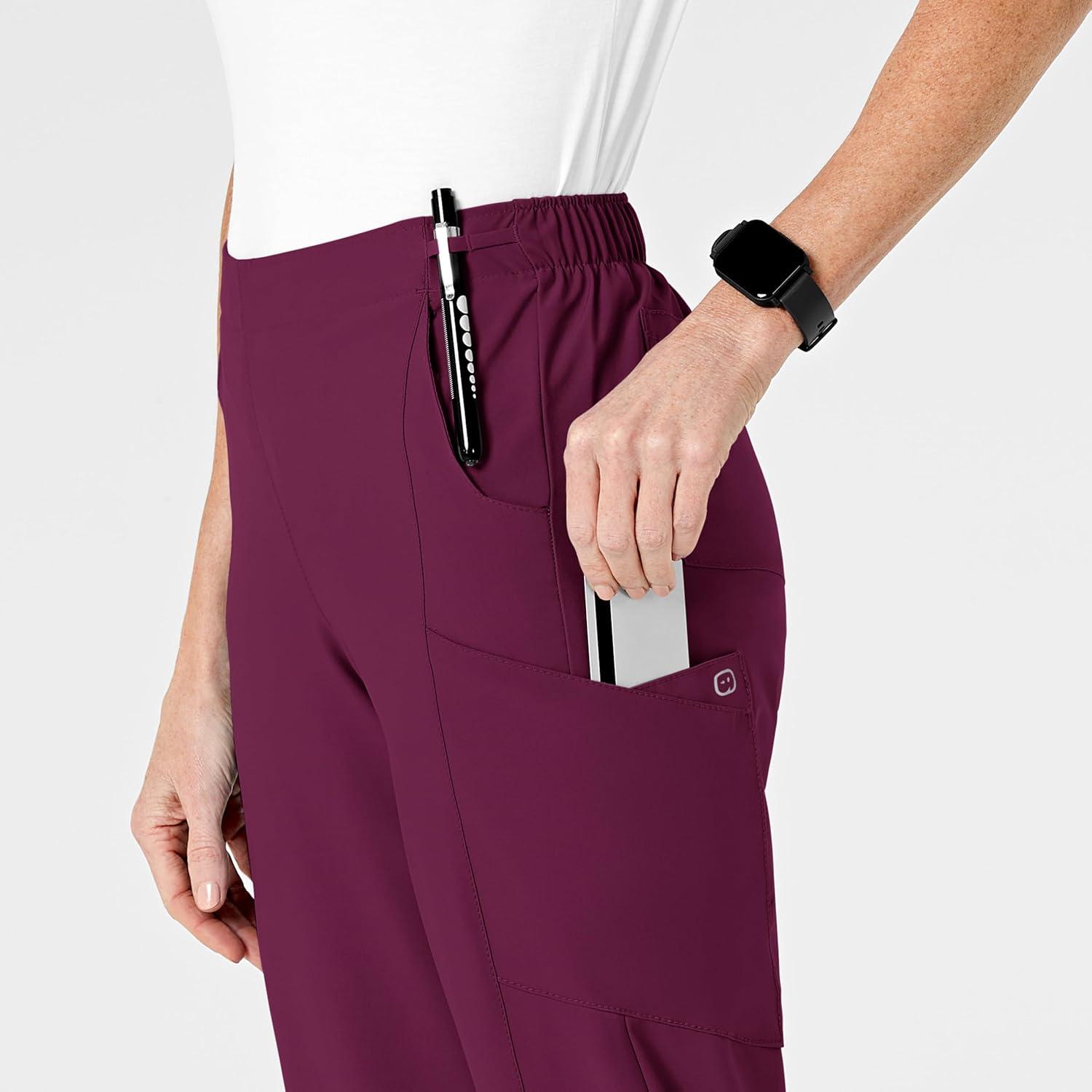 WonderWink womens Women’s Flat Front Cargo Scrub Pant(Wine)