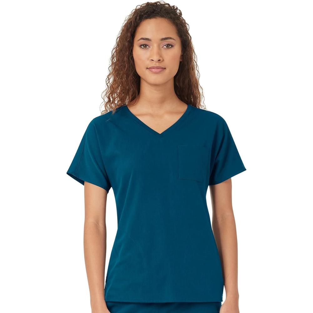 WonderWink Womens Women’s Dolman 3 Pocket Scrub TopMedical Scrubs Shirt(Caribbean)