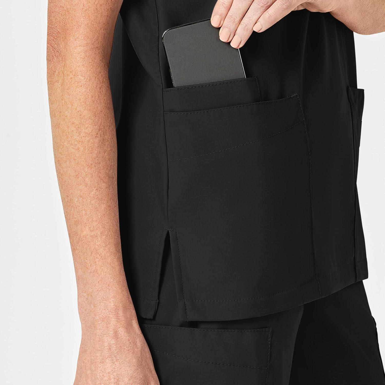 WonderWink Womens 4-Pocket Utility Top(Black)