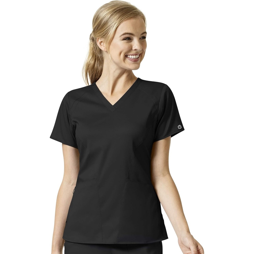 Wink PRO Women’s 4 Pocket V-Neck Scrub Top(Black)