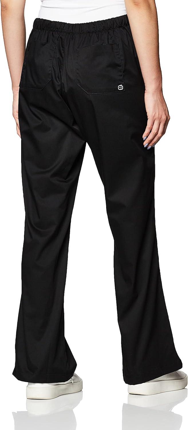 Wink WonderWORK Scrubs for Women, Flare Leg Scrub Pants(Black)