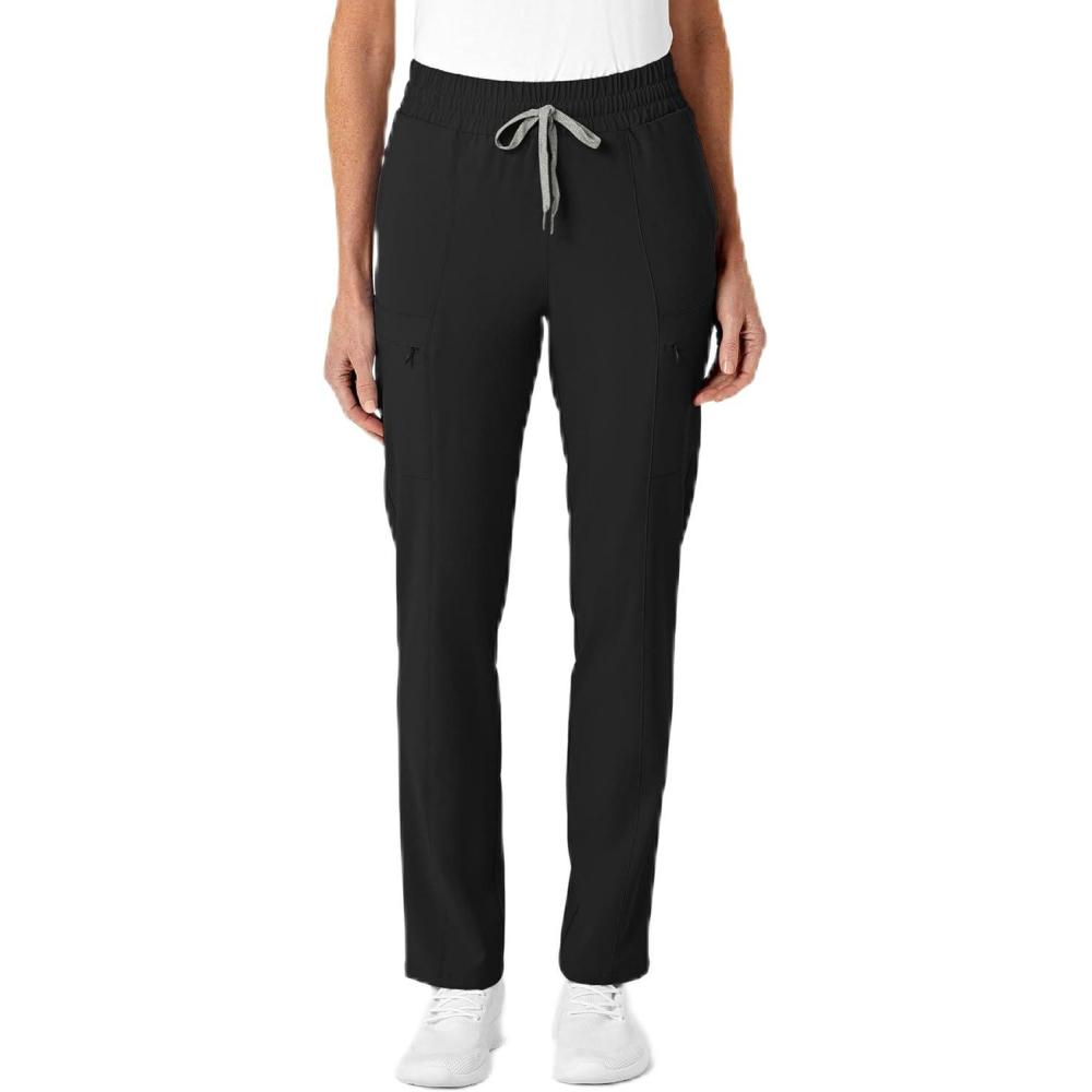 Renew Women’s High Waist Slim Leg Scrub Pant(Black)