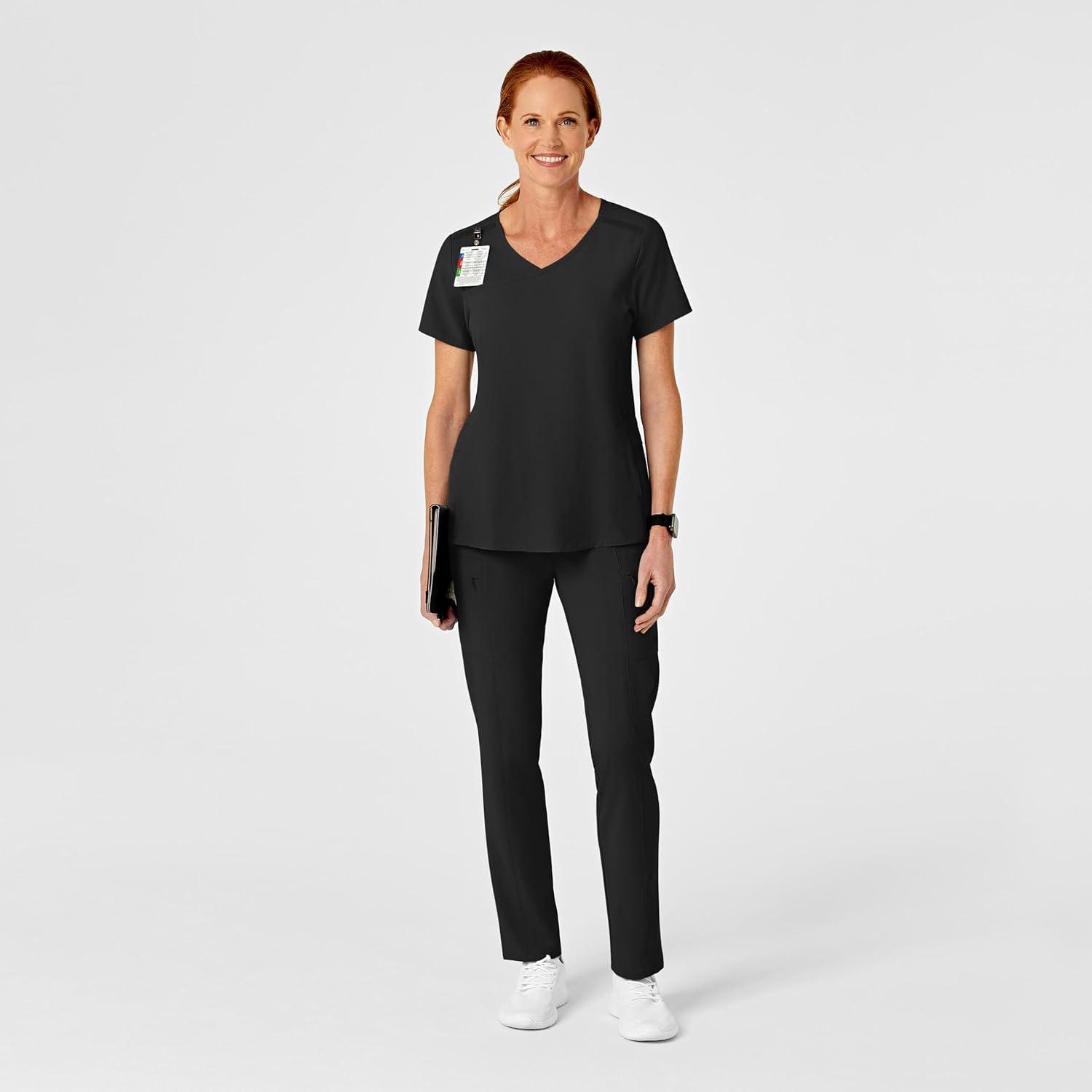 Renew Women’s High Waist Slim Leg Scrub Pant(Black)