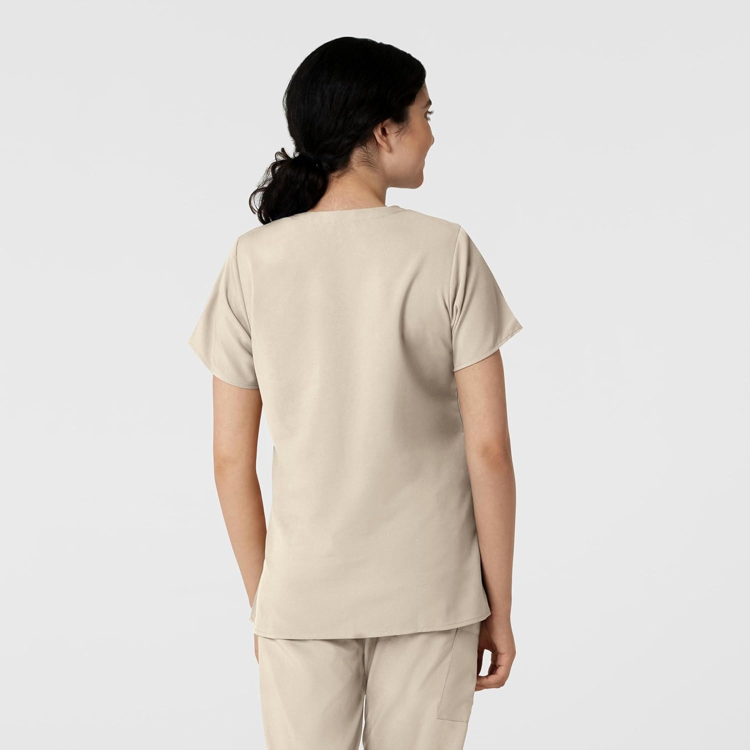 WINK W123 Women’s Basic V-Neck Scrub Top(Khaki)