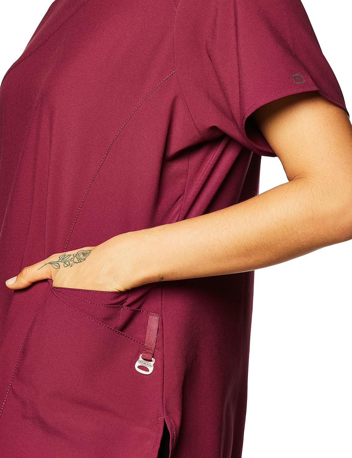 WonderWink Womens Women’s Mock Wrap Scrub Top(Wine)
