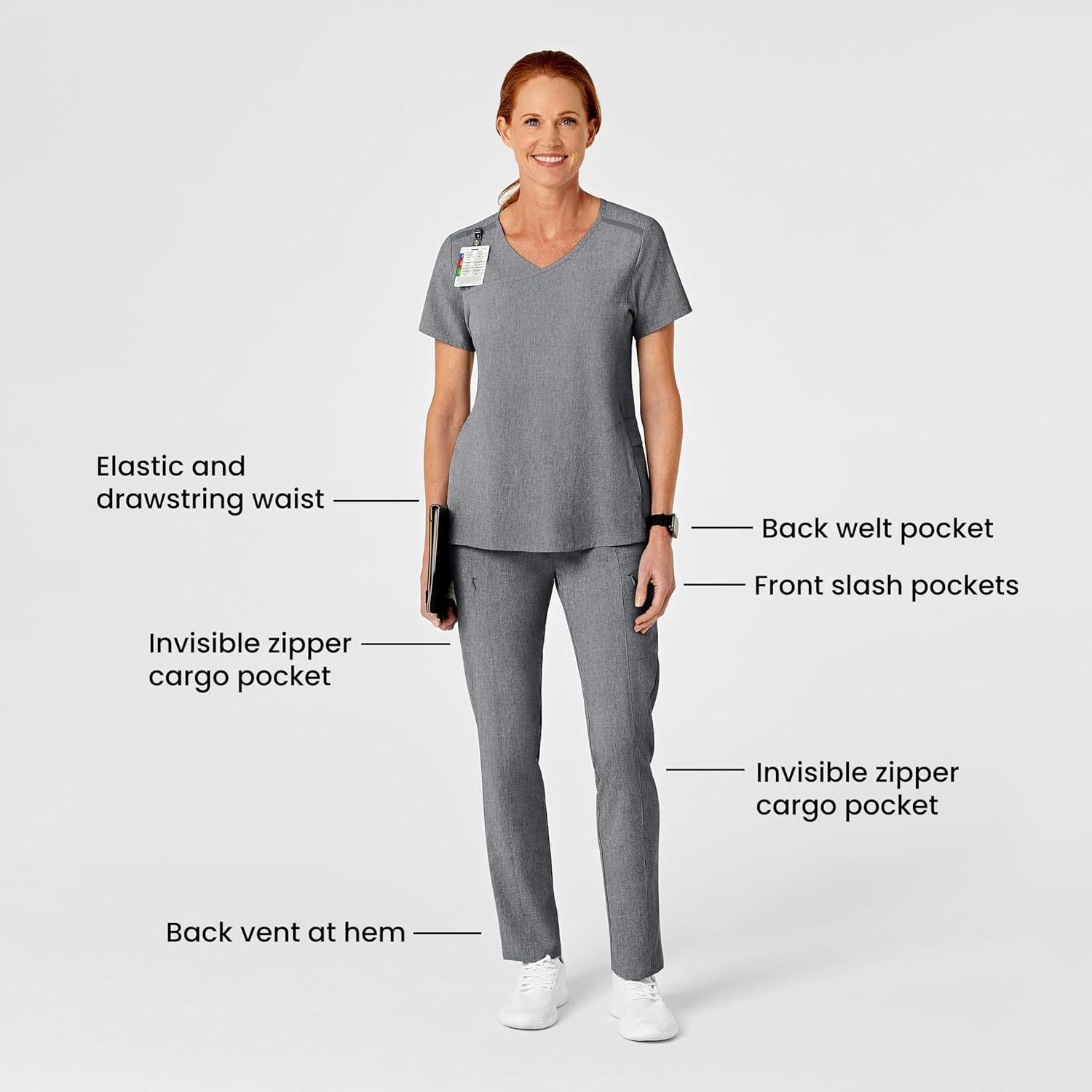 Renew Women’s High Waist Slim Leg Scrub Pant(Grey Heather)