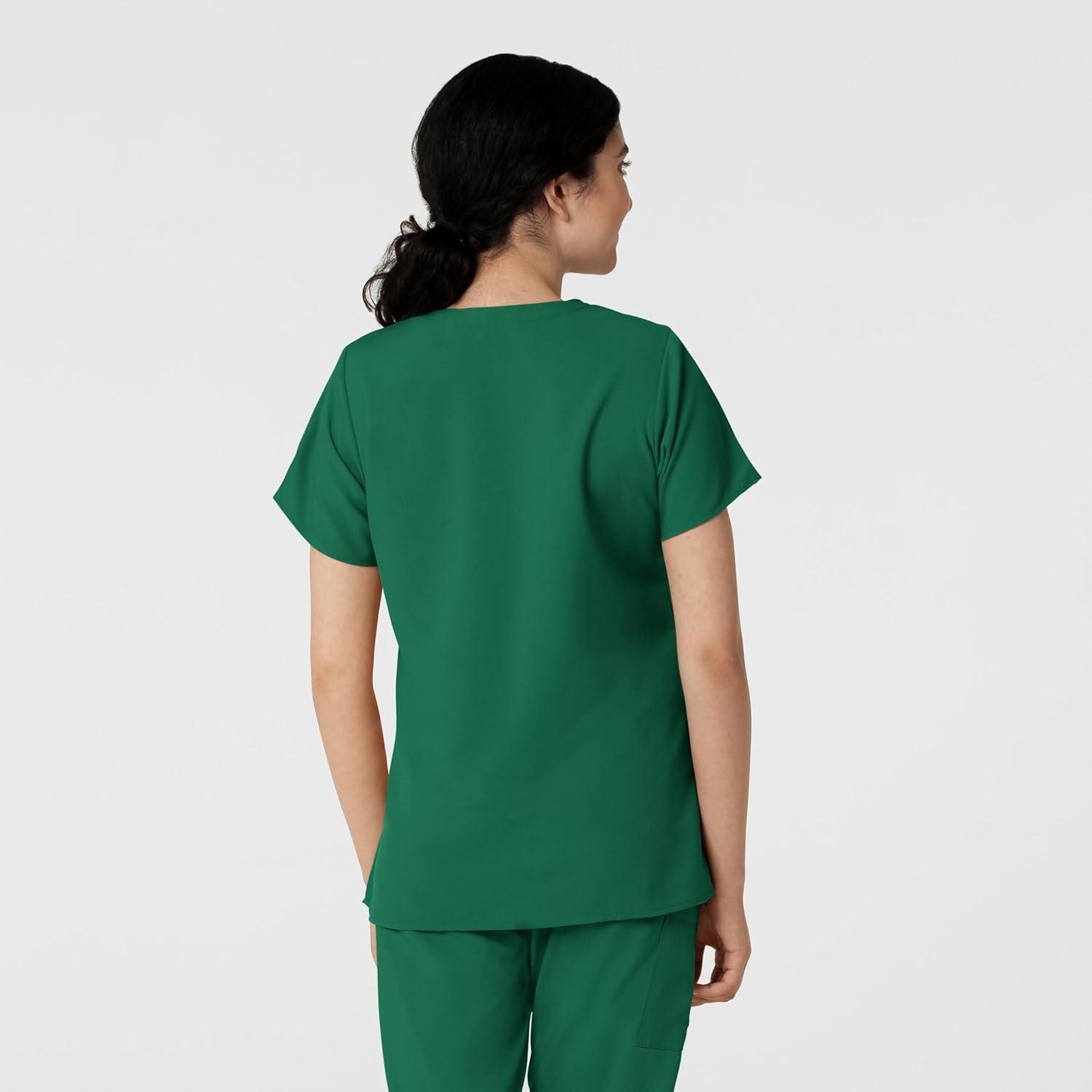 Wink Scrubs for Women, W123, Classic V-Neck Tops with 2 Pockets(Hunter Green)