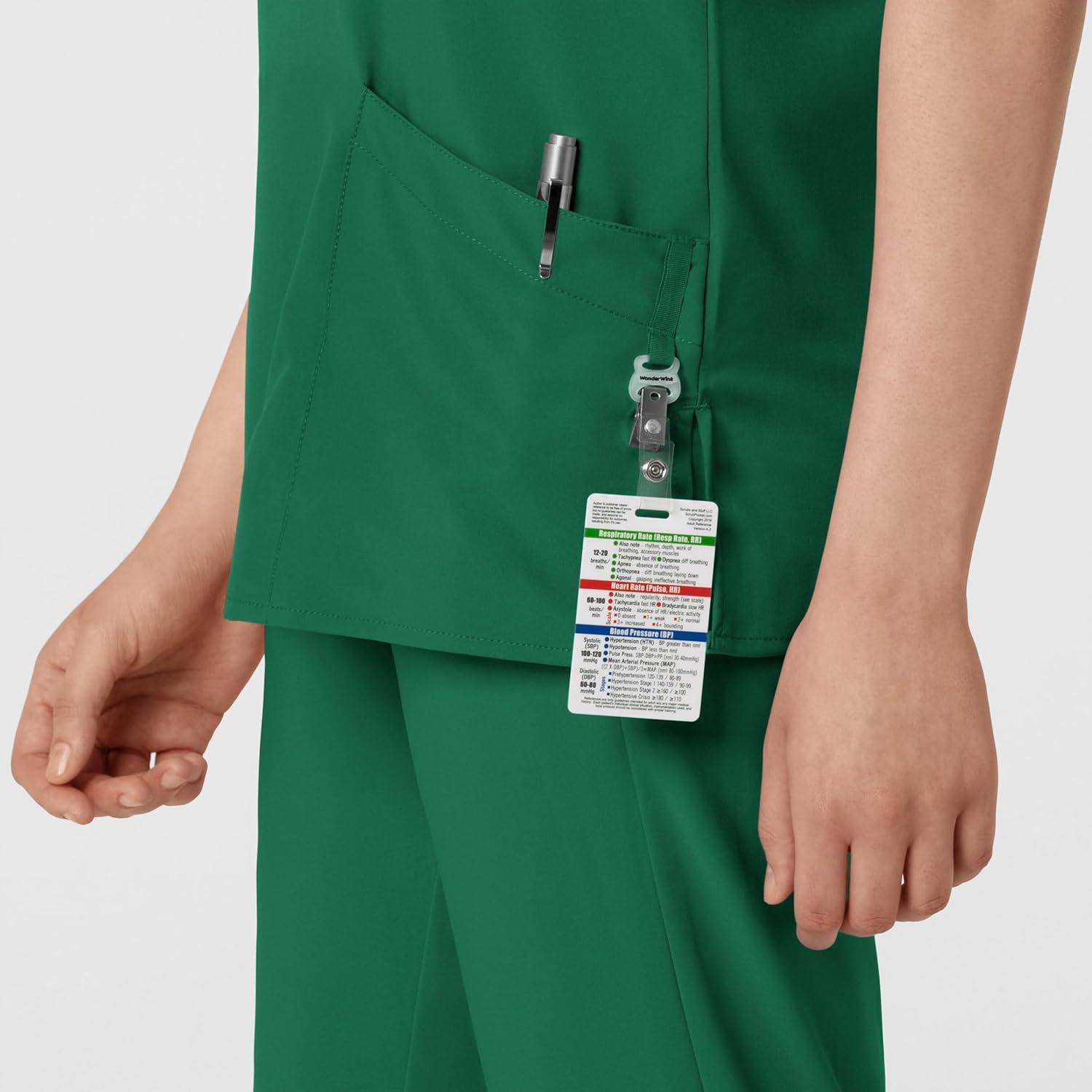 Wink Scrubs for Women, W123, Classic V-Neck Tops with 2 Pockets(Hunter Green)