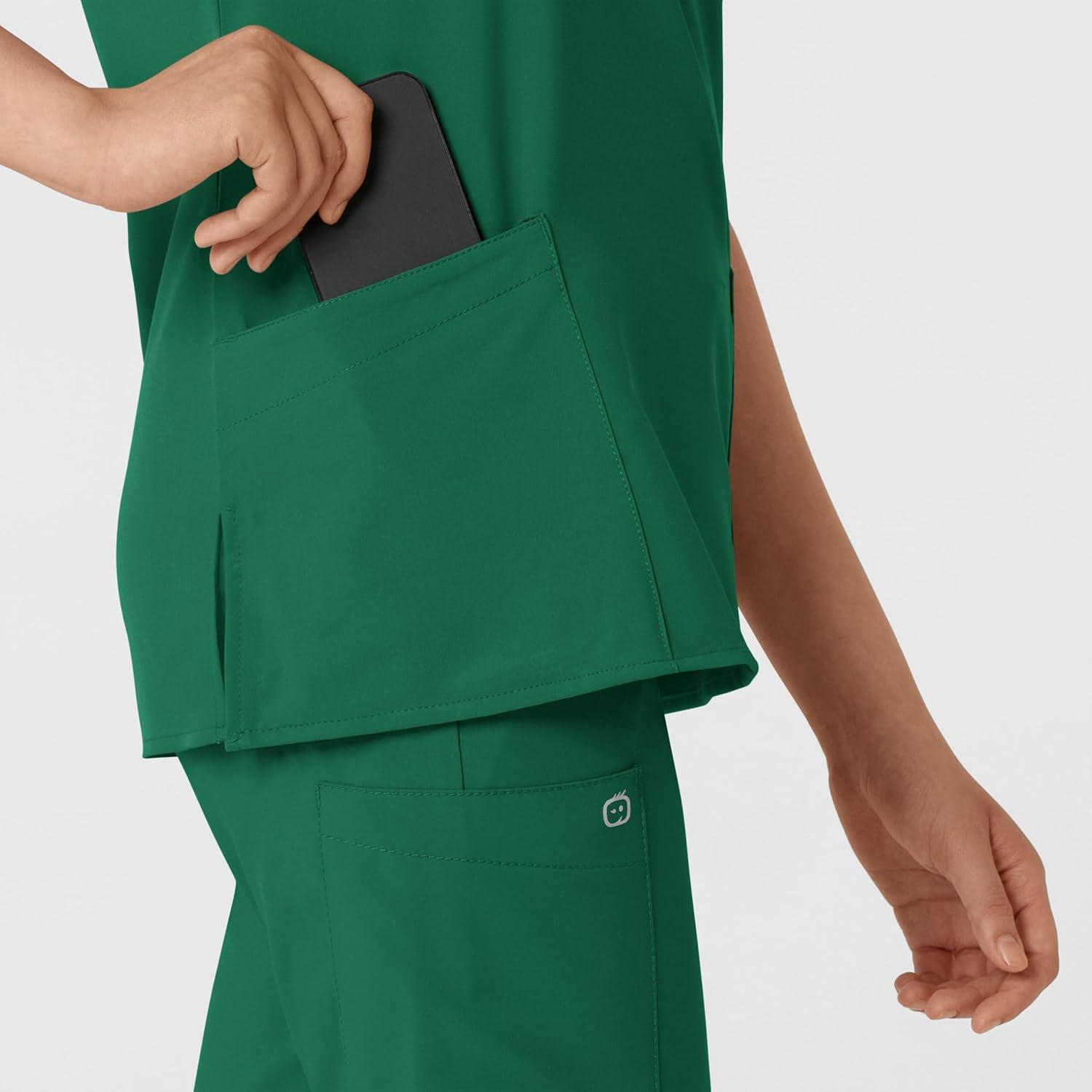 Wink Scrubs for Women, W123, Classic V-Neck Tops with 2 Pockets(Hunter Green)