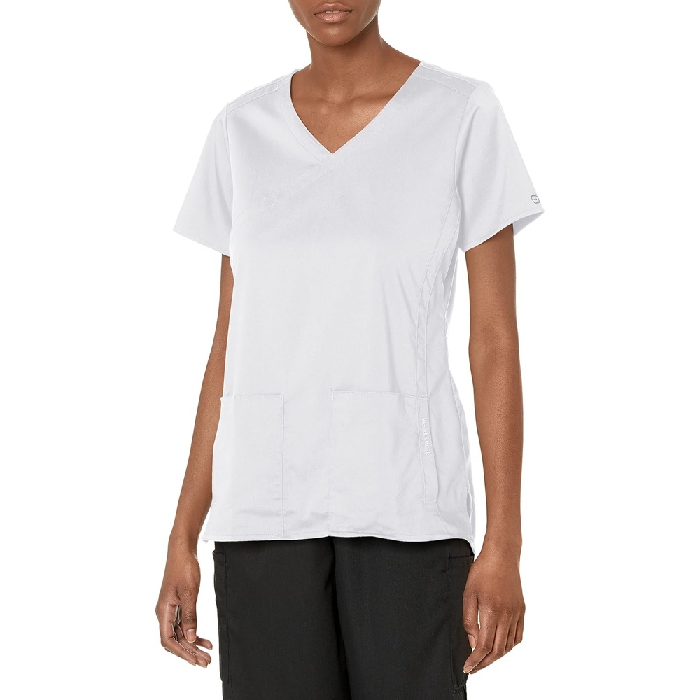 Wink PRO Women’s 4 Pocket Wrap Scrub Top(White)