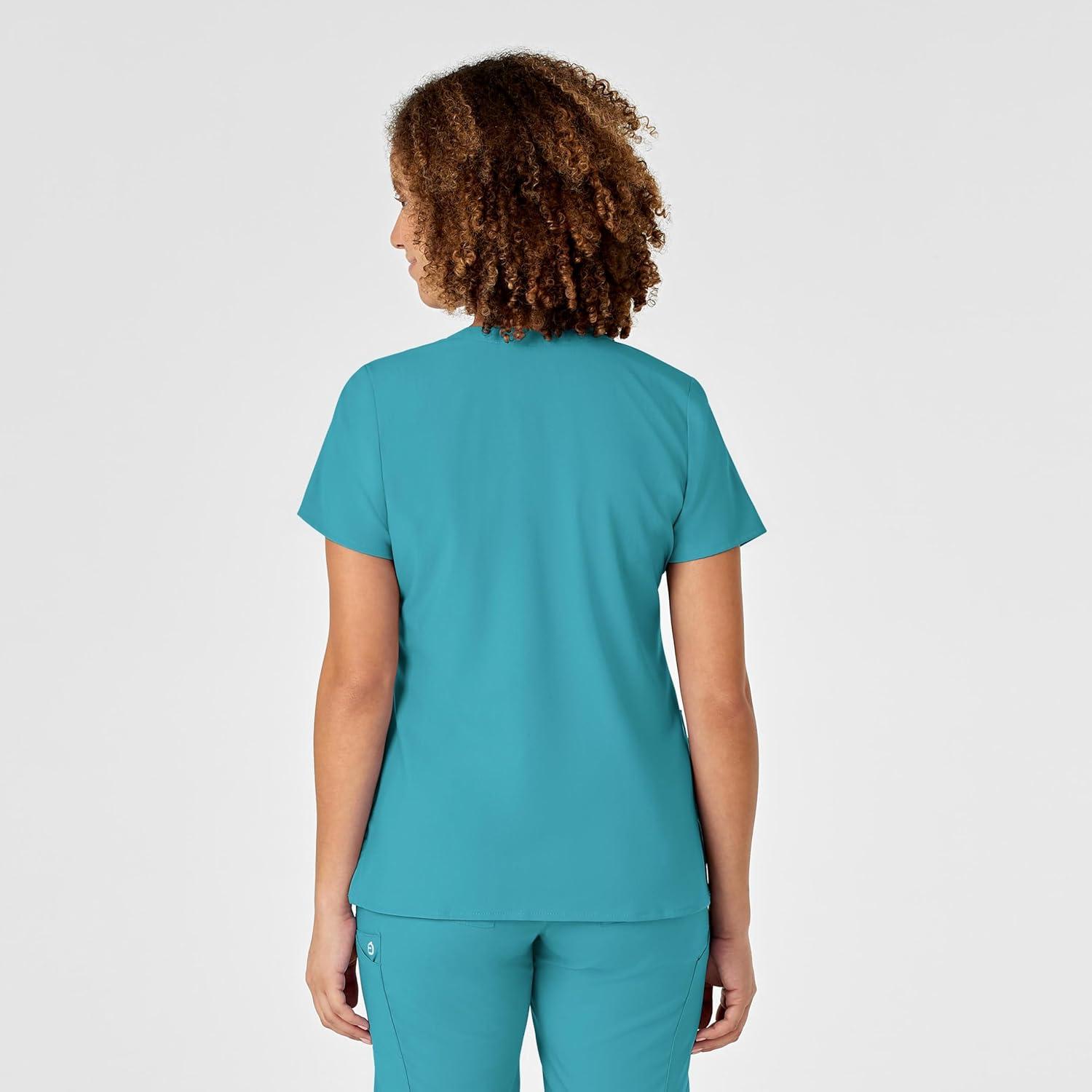 WonderWink Womens Women’s Mock Wrap Scrub Top(Teal Blue)