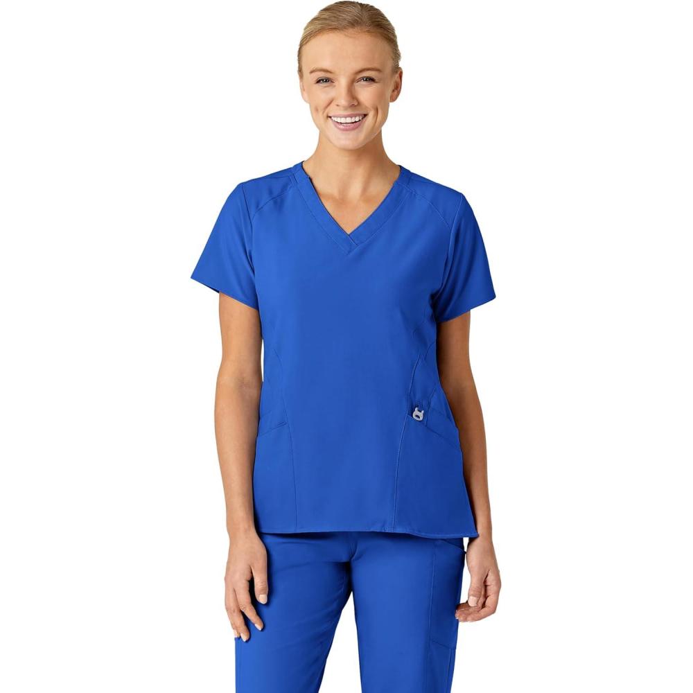 Wink Scrubs for Women, W123, Stylized V-Neck Tops with 5 Pockets(Royal)