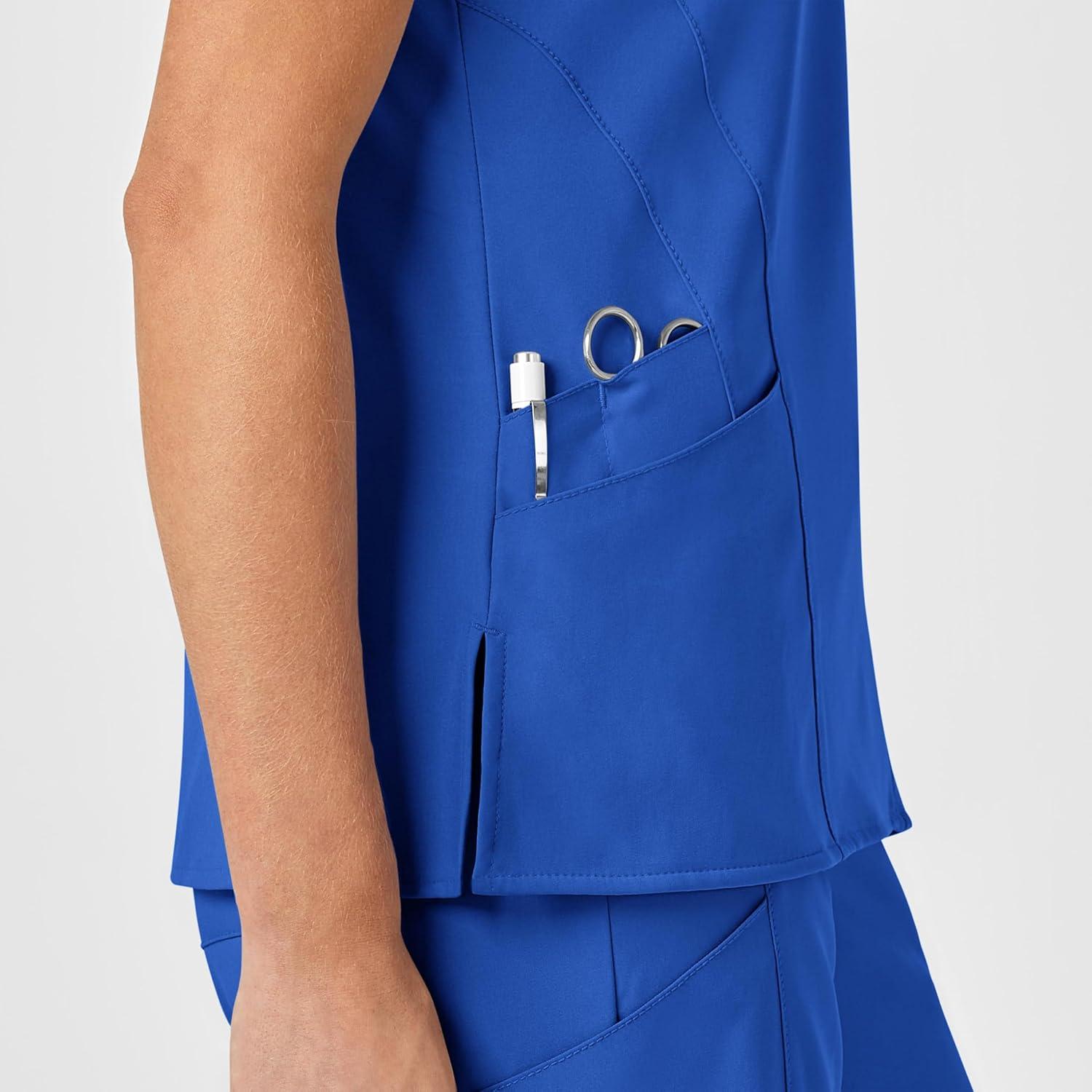 Wink Scrubs for Women, W123, Stylized V-Neck Tops with 5 Pockets(Royal)