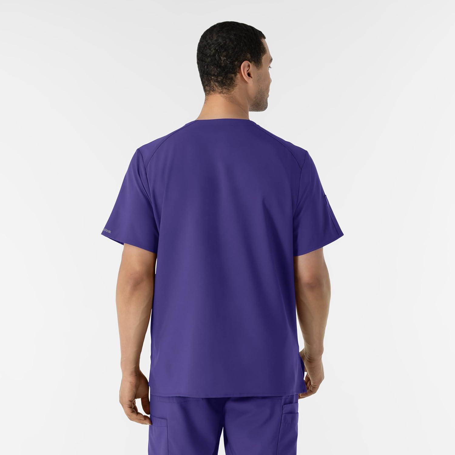 WINK Scrubs for Men, W123, V-Neck Tops with 6 Pockets(Grape)
