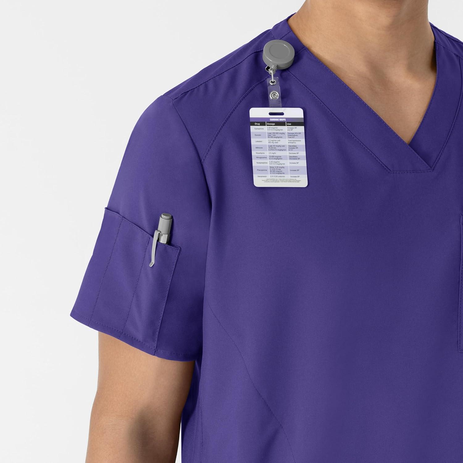 WINK Scrubs for Men, W123, V-Neck Tops with 6 Pockets(Grape)