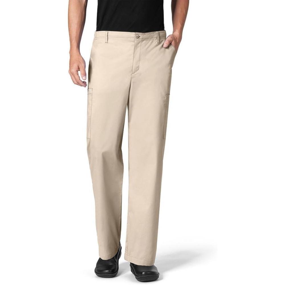 WonderWink Mens Men’s Flat Front Cargo Pant(Khaki)