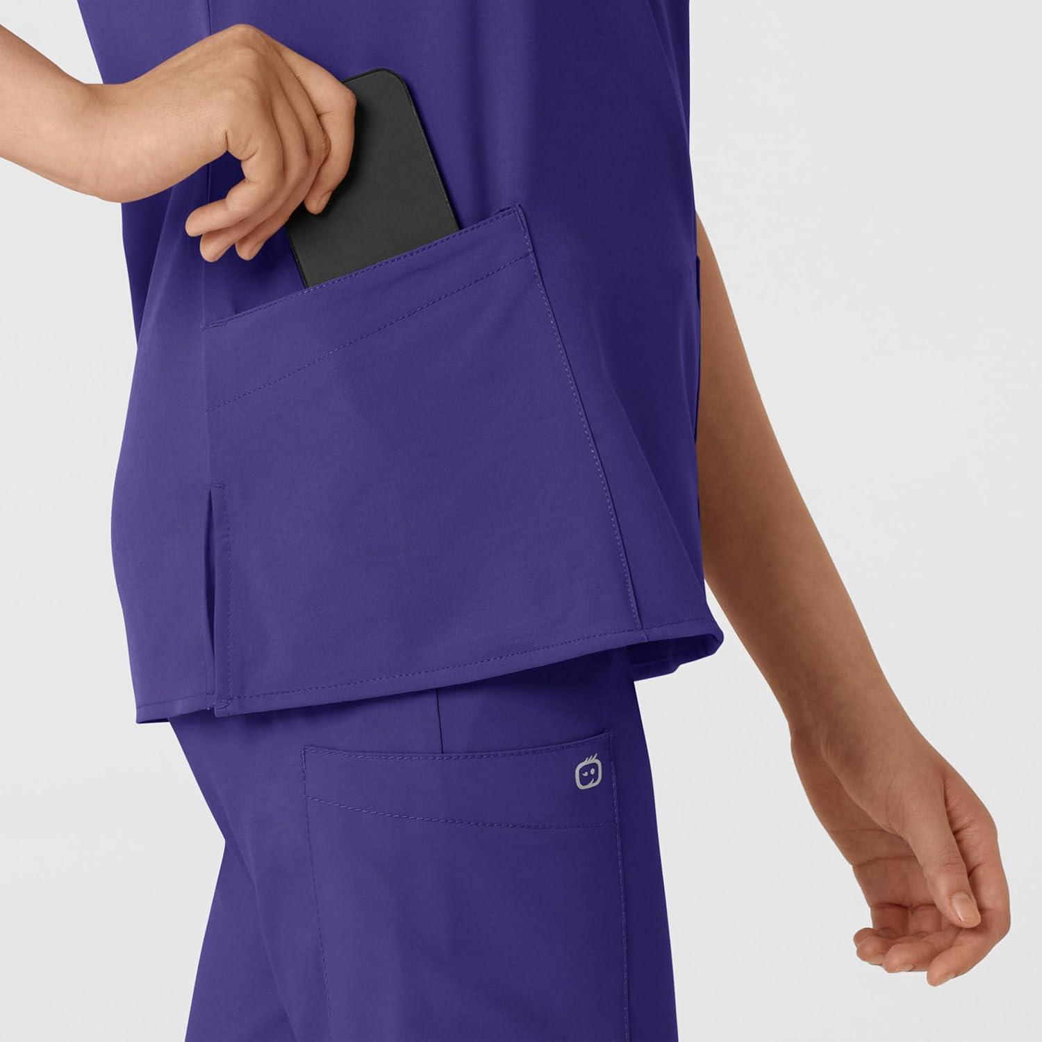 Wink Scrubs for Women, W123, Classic V-Neck Tops with 2 Pockets(Grape)