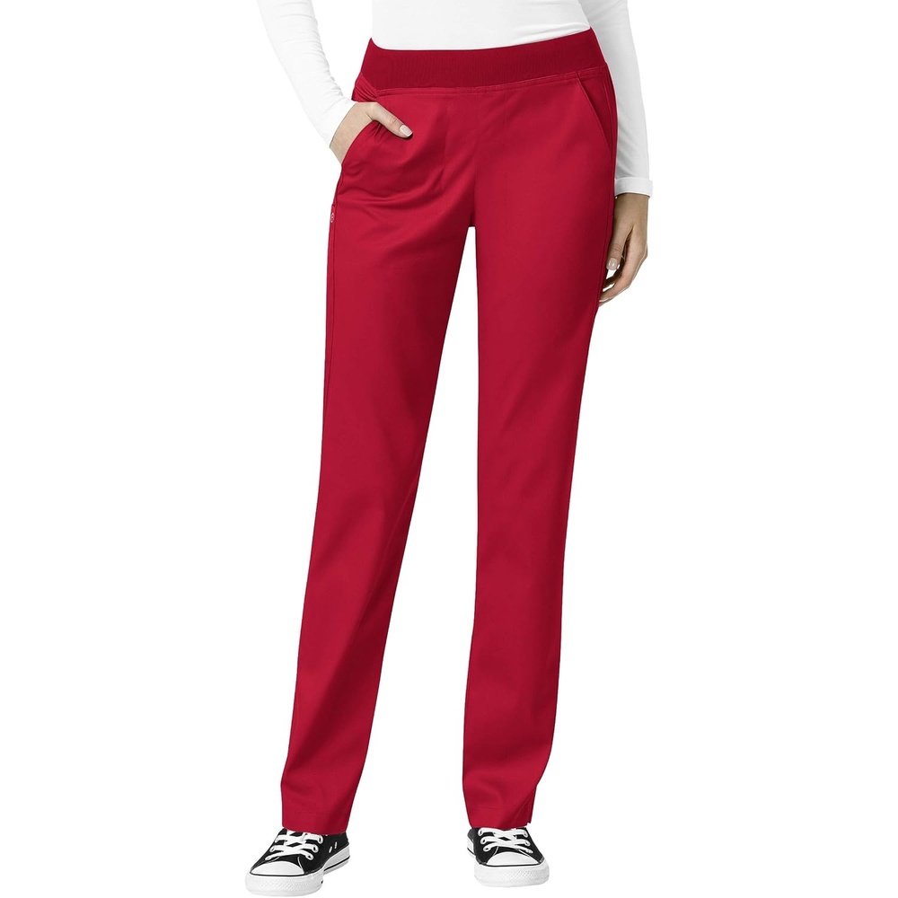 WonderWink Women’s Knit Waist Cargo Scrub Pant(Red)