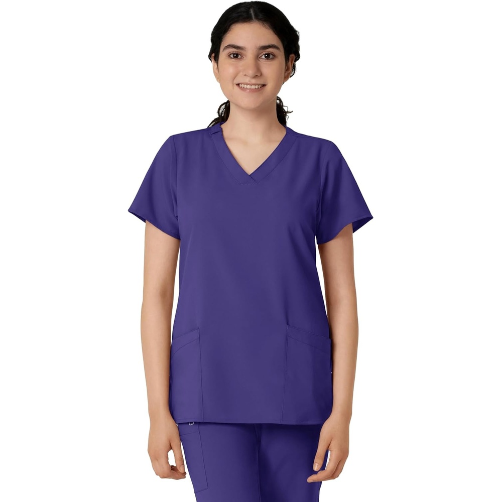 WINK W123 Women’s Basic V-Neck Scrub Top(Grape)