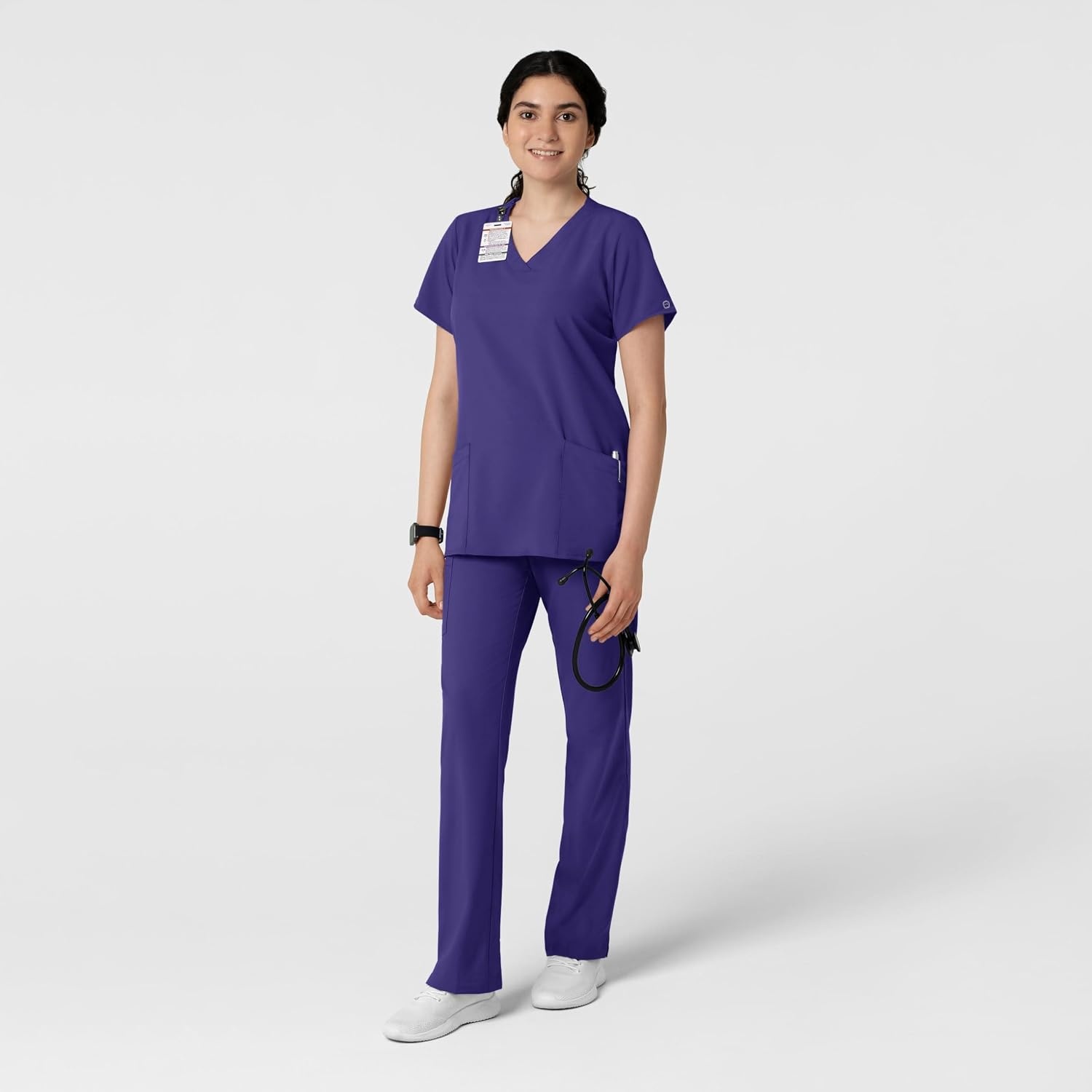 WINK W123 Women’s Basic V-Neck Scrub Top(Grape)