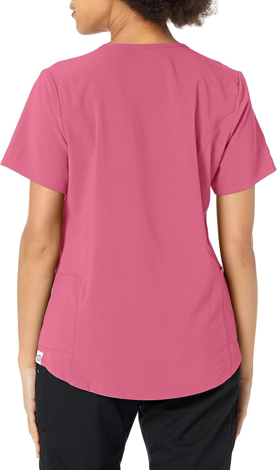 WonderWink Womens Renew Women’s Zip Accent Scrub Top(Rosebud)