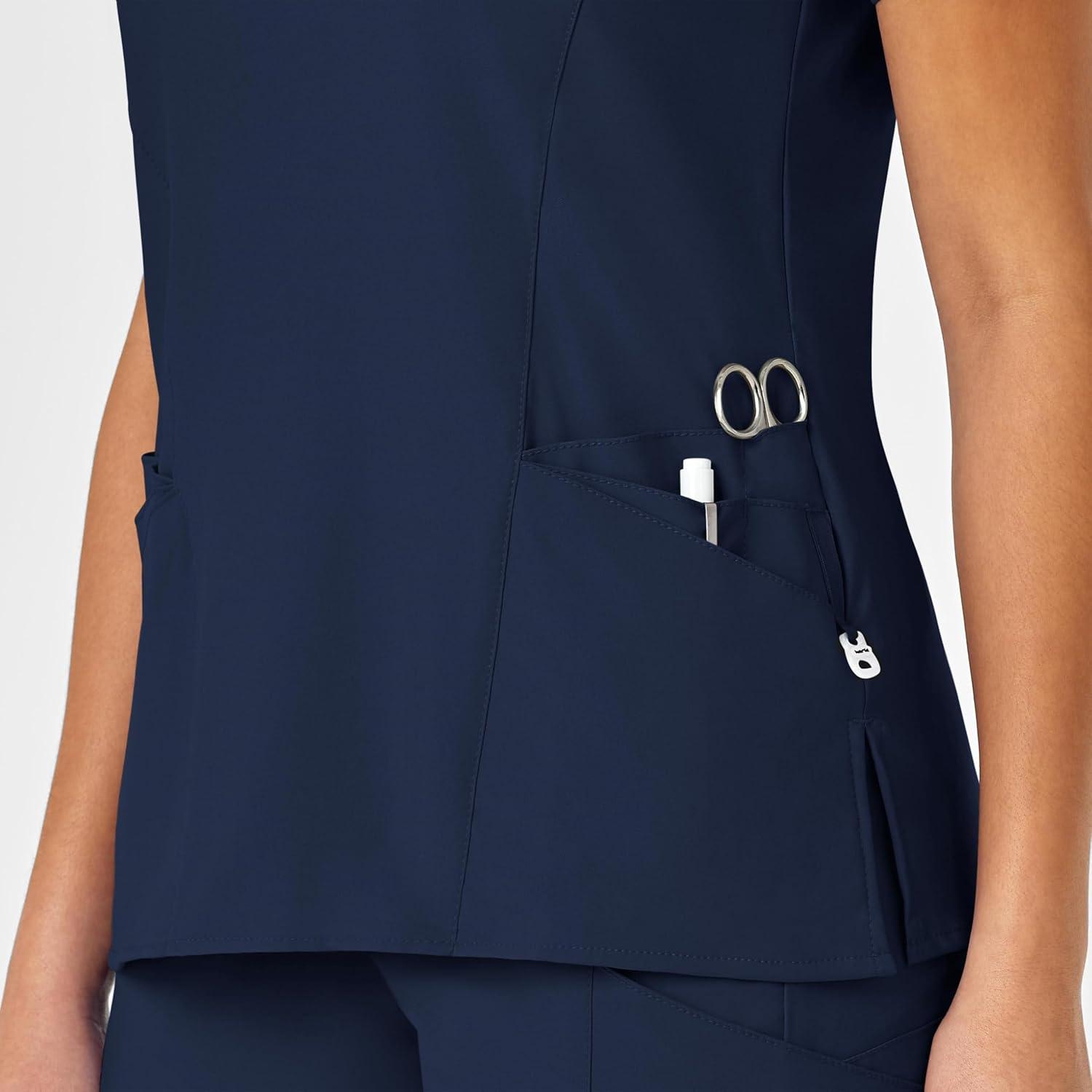 WonderWink Womens Women’s Mock Wrap Scrub Top(Navy)