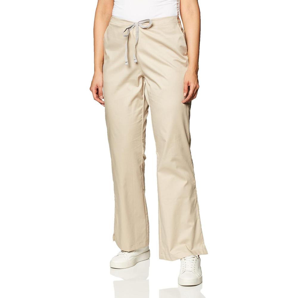 Wink WonderWORK Scrubs for Women, Flare Leg Scrub Pants(Khaki)