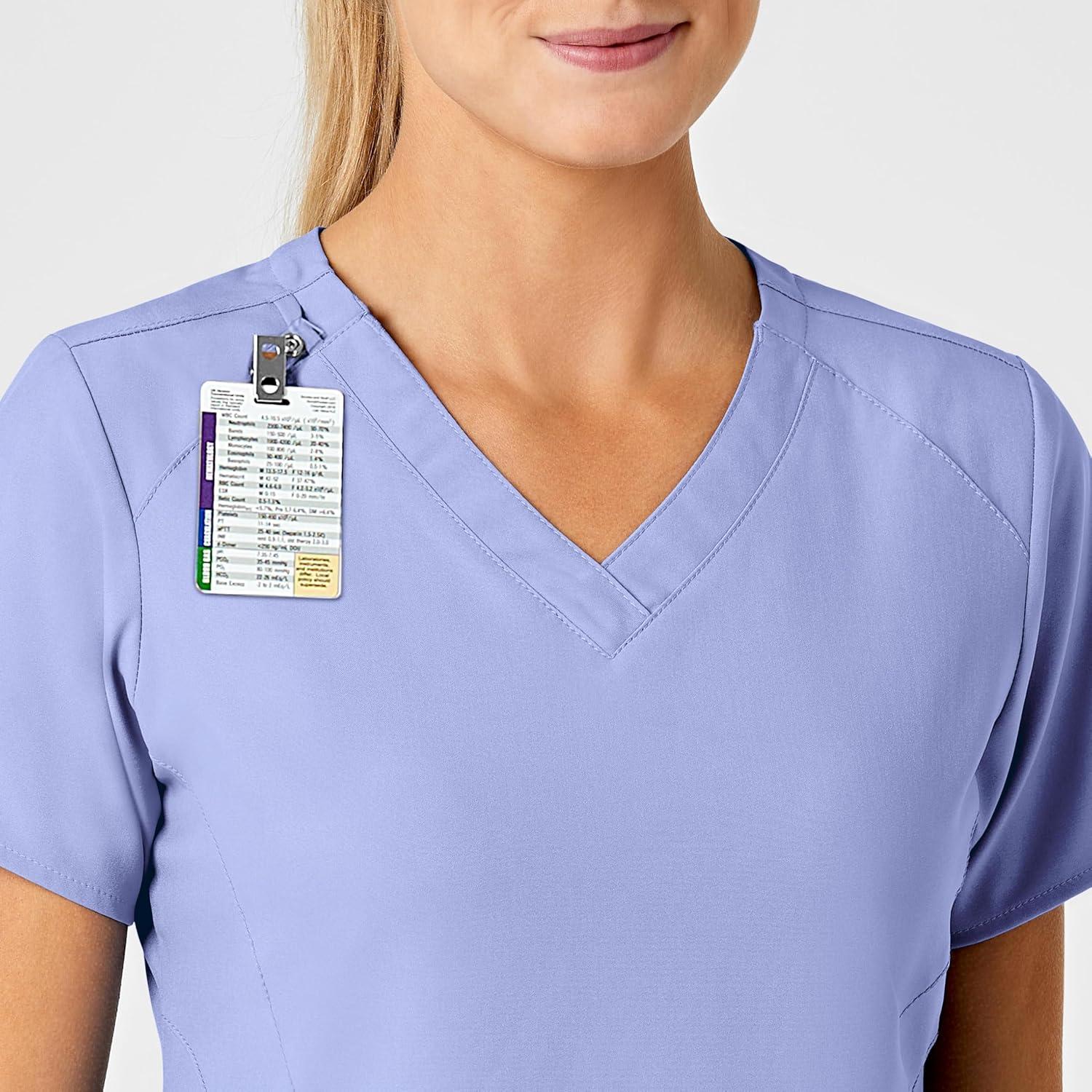 Wink Scrubs for Women, W123, Stylized Vneck Tops with 5 Pockets(Caribbean Blue)