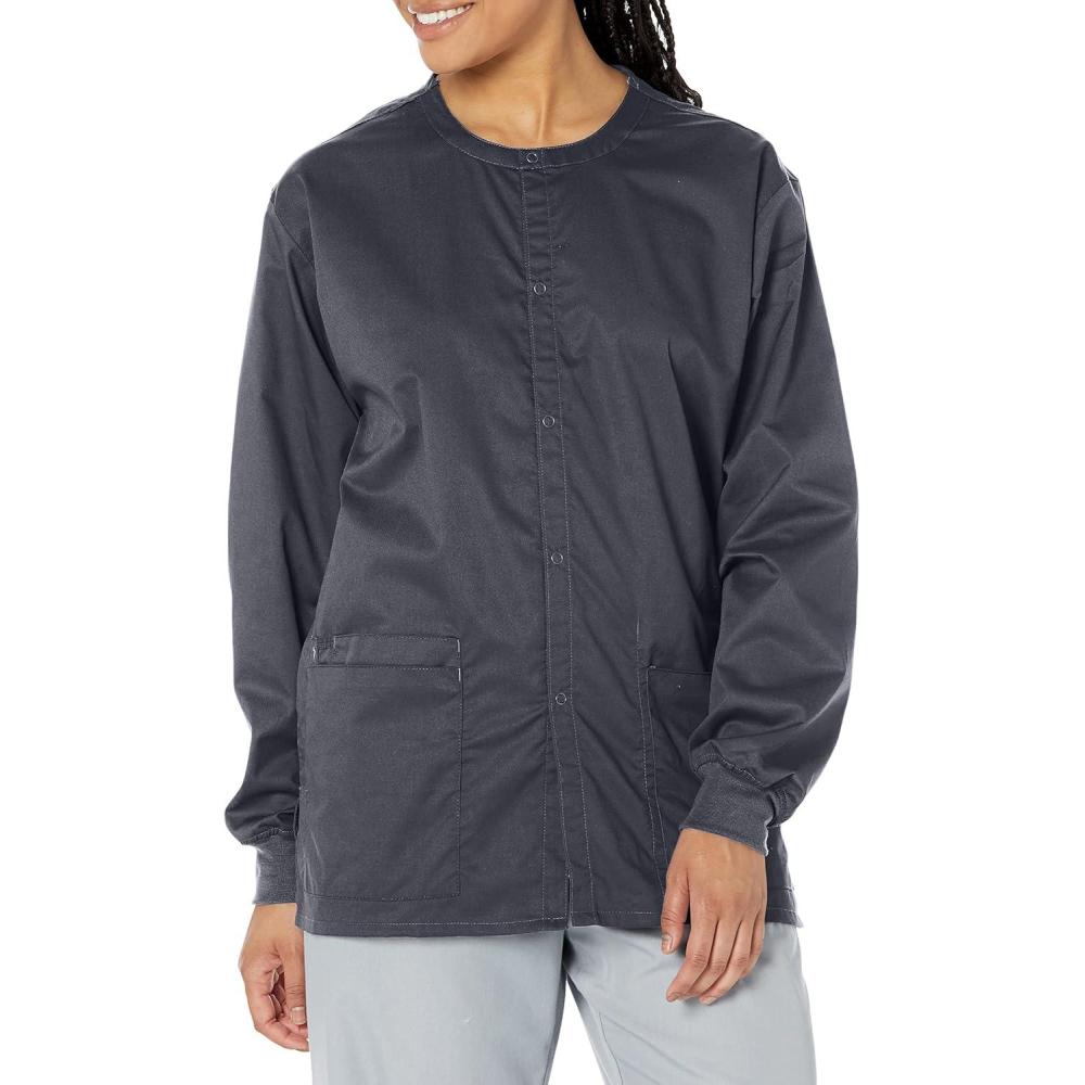 WonderWink womens Snap Front Jacket(Pewter)