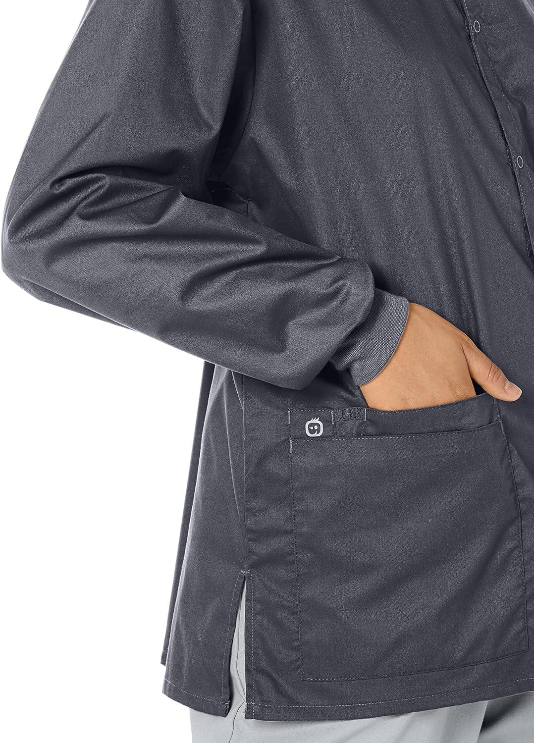WonderWink womens Snap Front Jacket(Pewter)