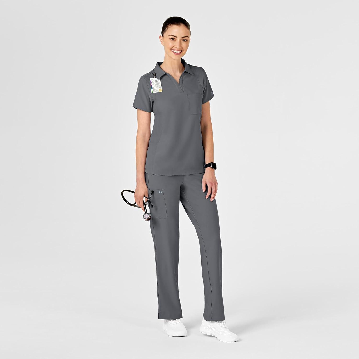 WonderWink Womens Collar Top(Pewter)