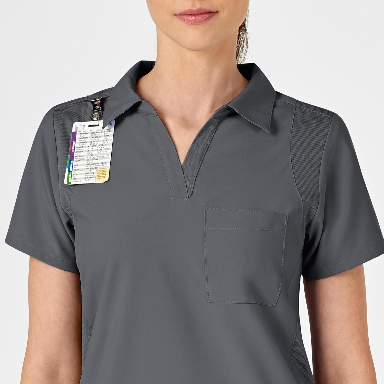 WonderWink Womens Collar Top(Pewter)