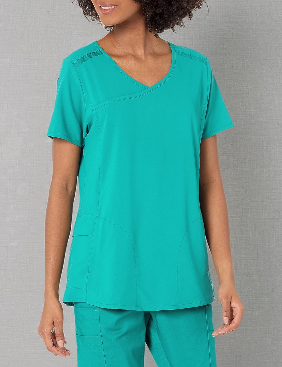 WINK Renew Women’s Mock Wrap Scrub Top(Teal Blue)