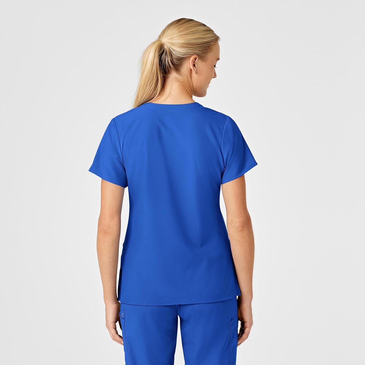Wink Scrubs for Women, W123, Stylized Vneck Tops with 5 Pockets(Royal)