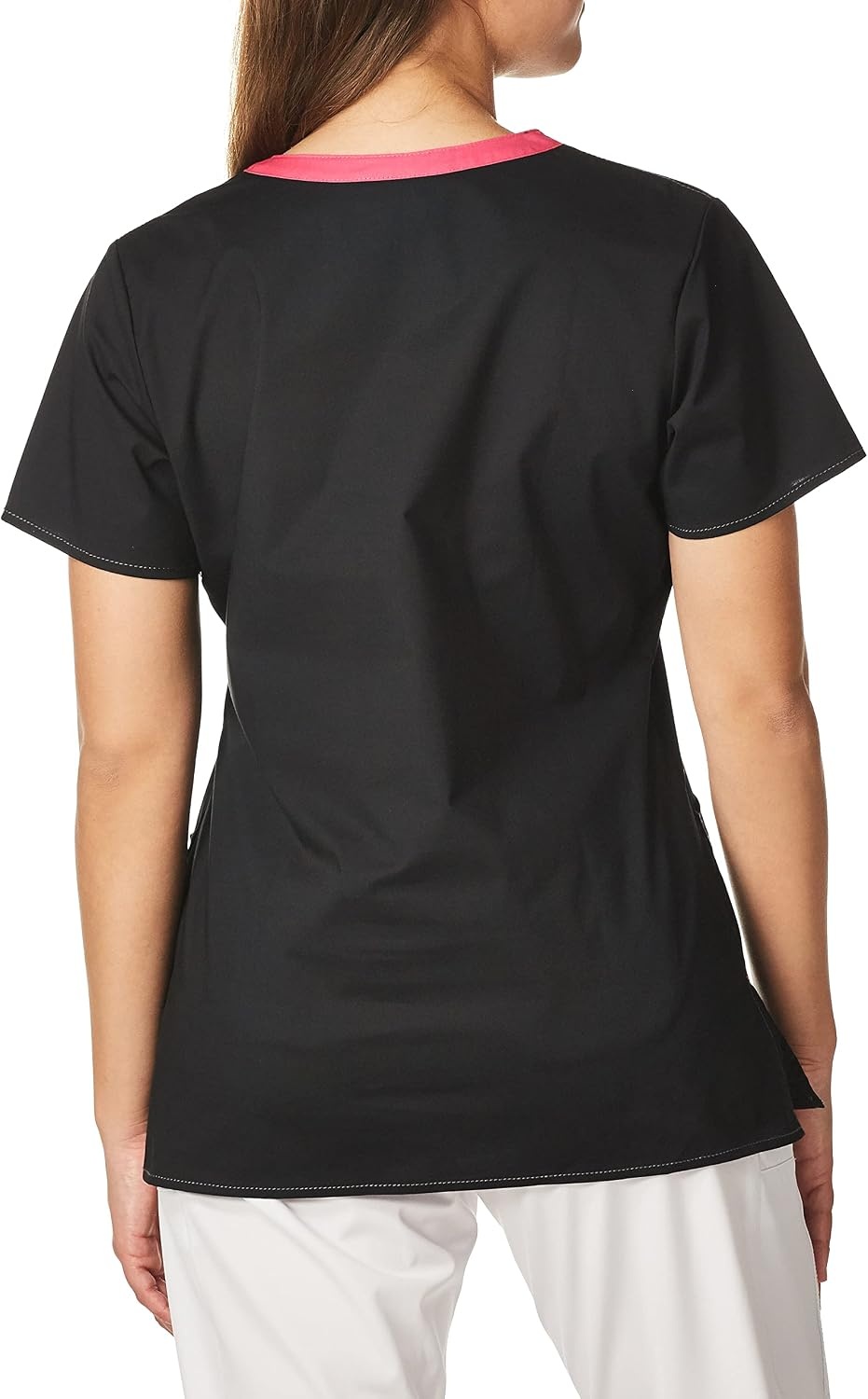 Wink WonderFLEX Patience – Women’s Curved Notch Neck Scrub Top(Black)