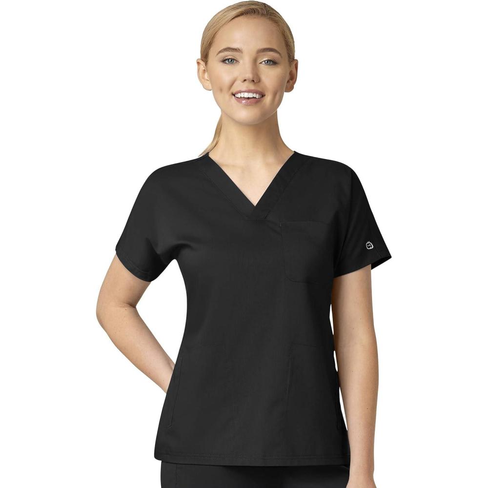 WonderWink Pro Womens Dolman Scrub Top, Black, Medium US