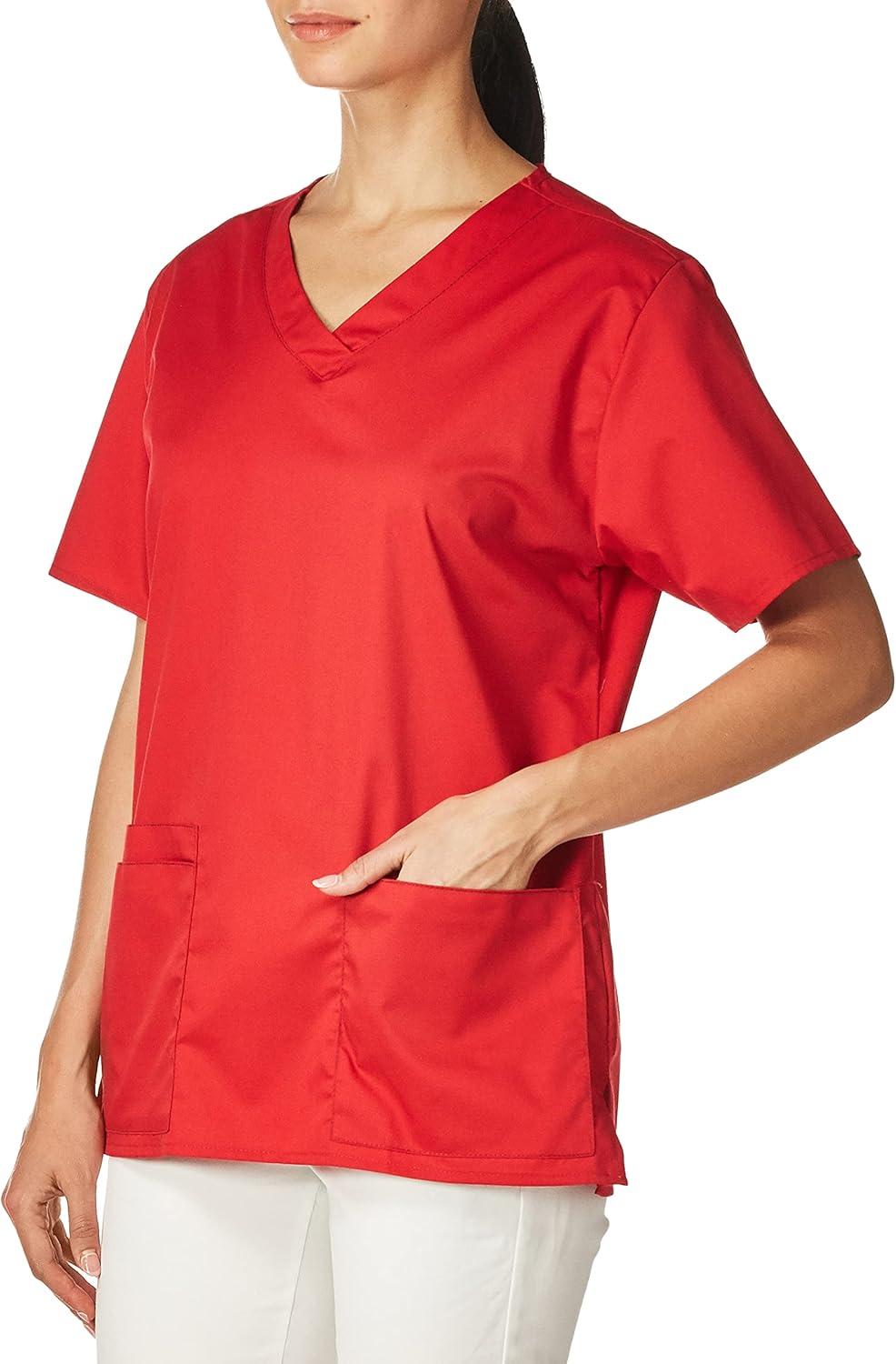 WonderWink Unisex-Adult Unisex V-Neck Top(Red)