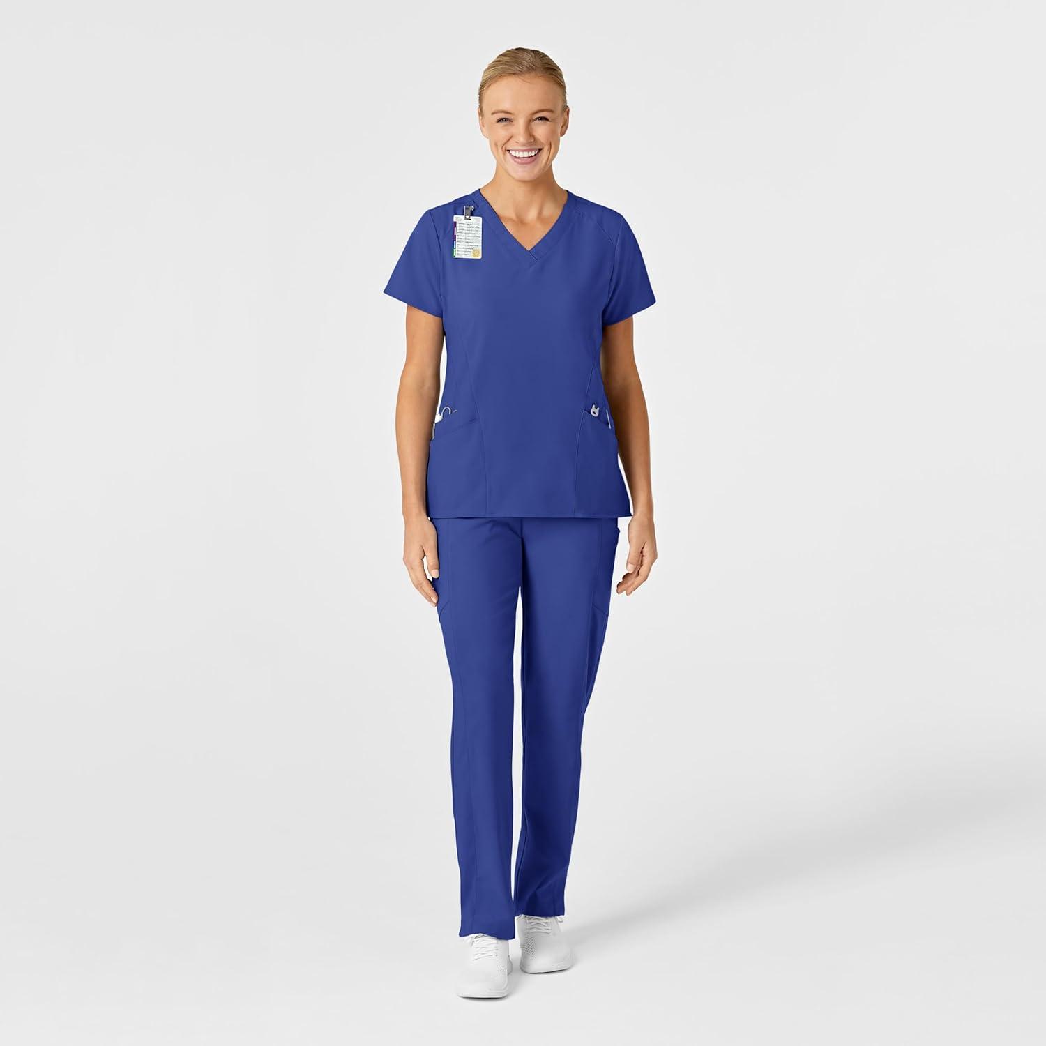 Wink Scrubs for Women, W123, Stylized V-Neck Tops with 5 Pockets(Galaxy Blue)