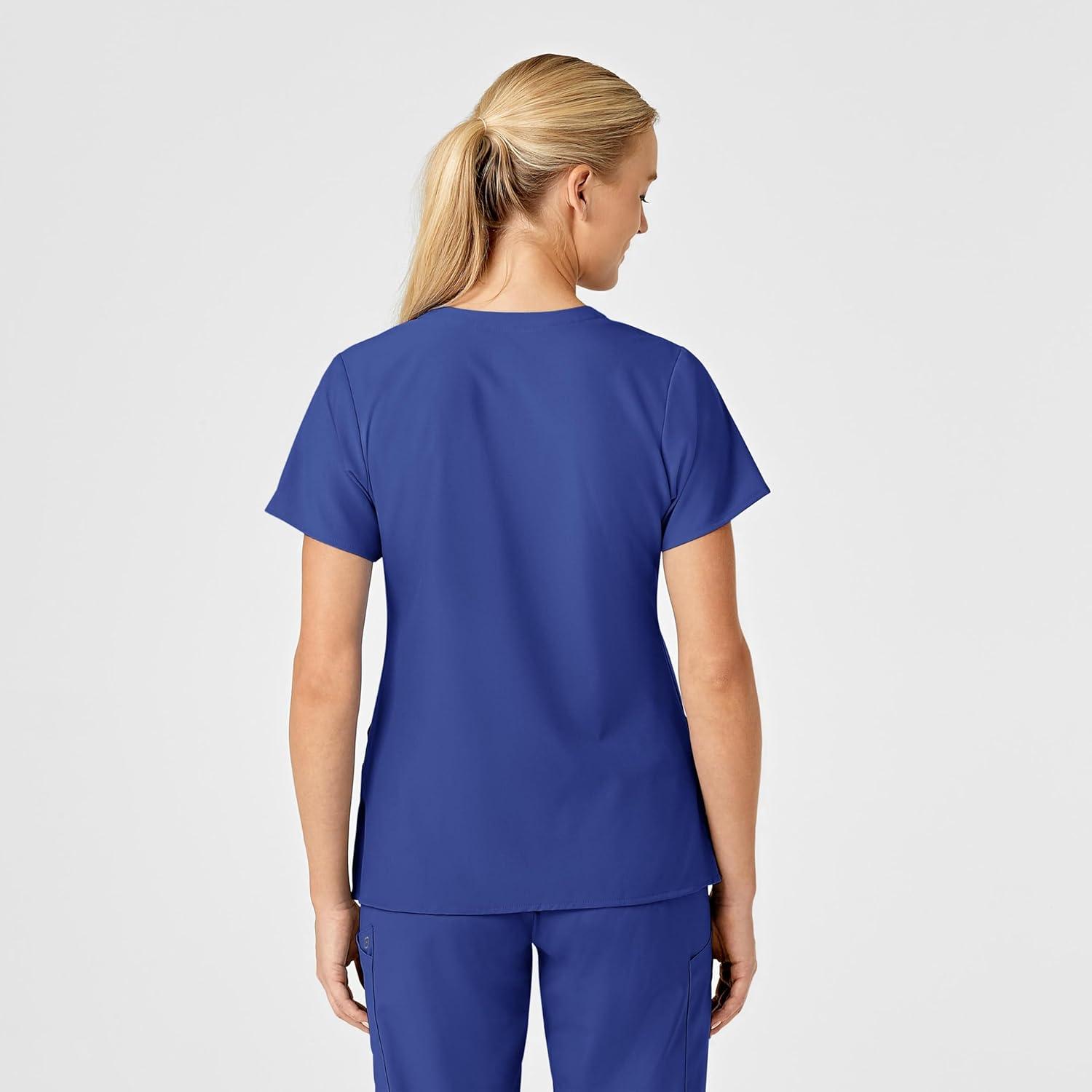 Wink Scrubs for Women, W123, Stylized V-Neck Tops with 5 Pockets(Galaxy Blue)