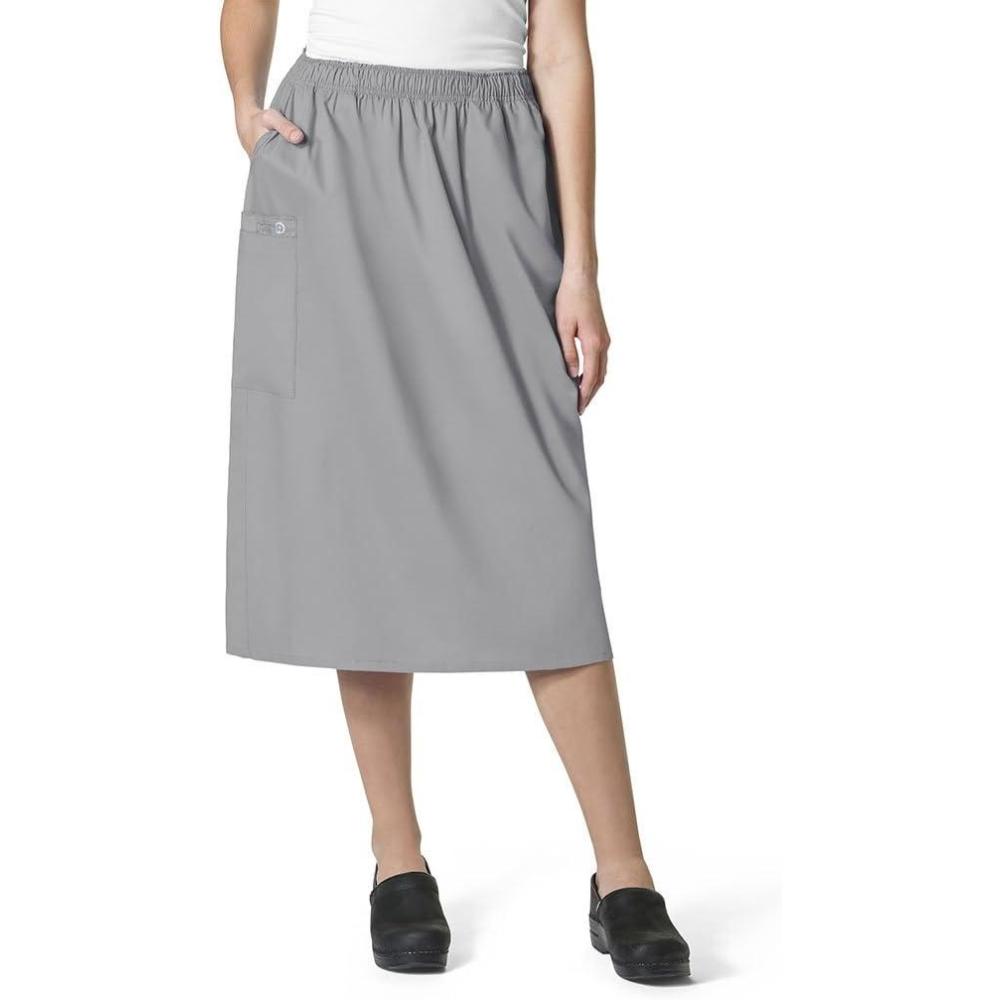 WonderWink Women’s Plus-Size Wonderwork Plus Pull-on Cargo Scrub Skirt(Grey)